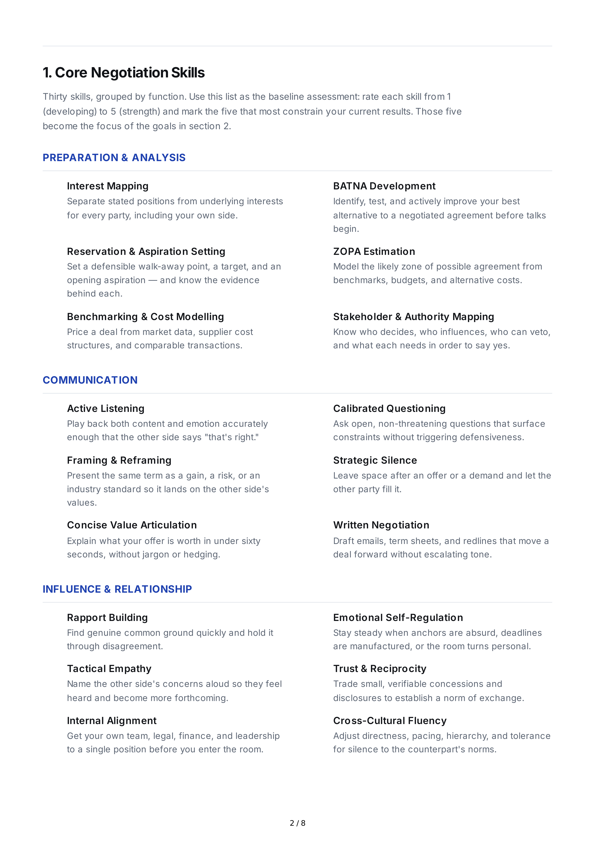 Negotiation Professional Goals — page 2
