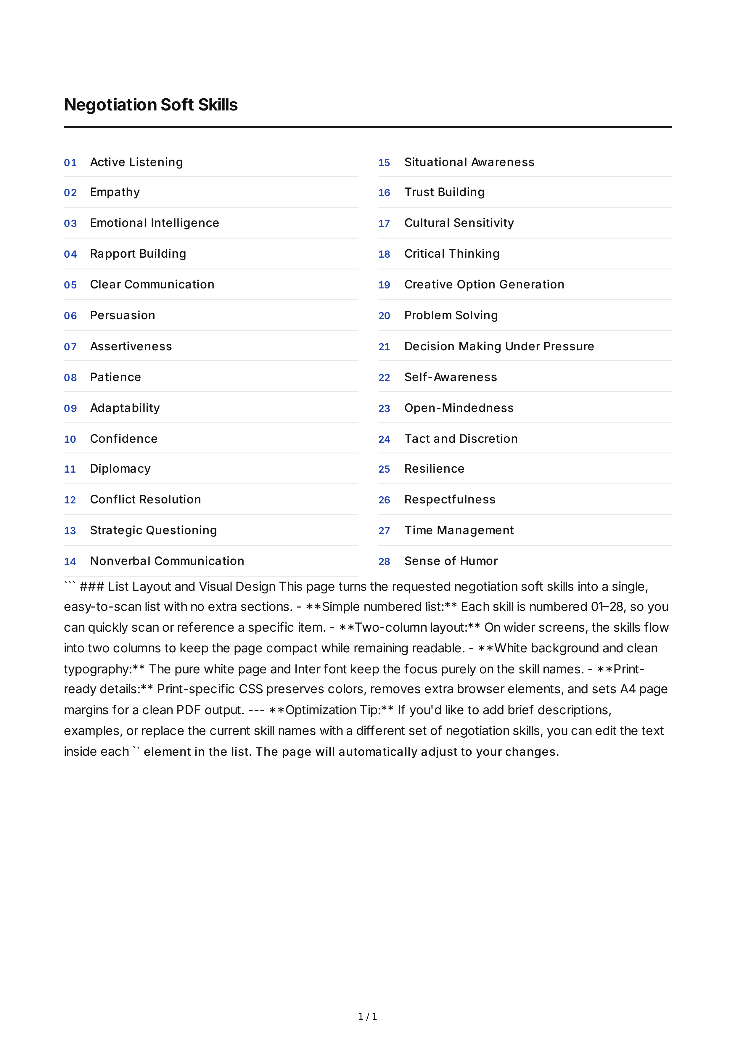 Negotiation Soft Skills — page 1