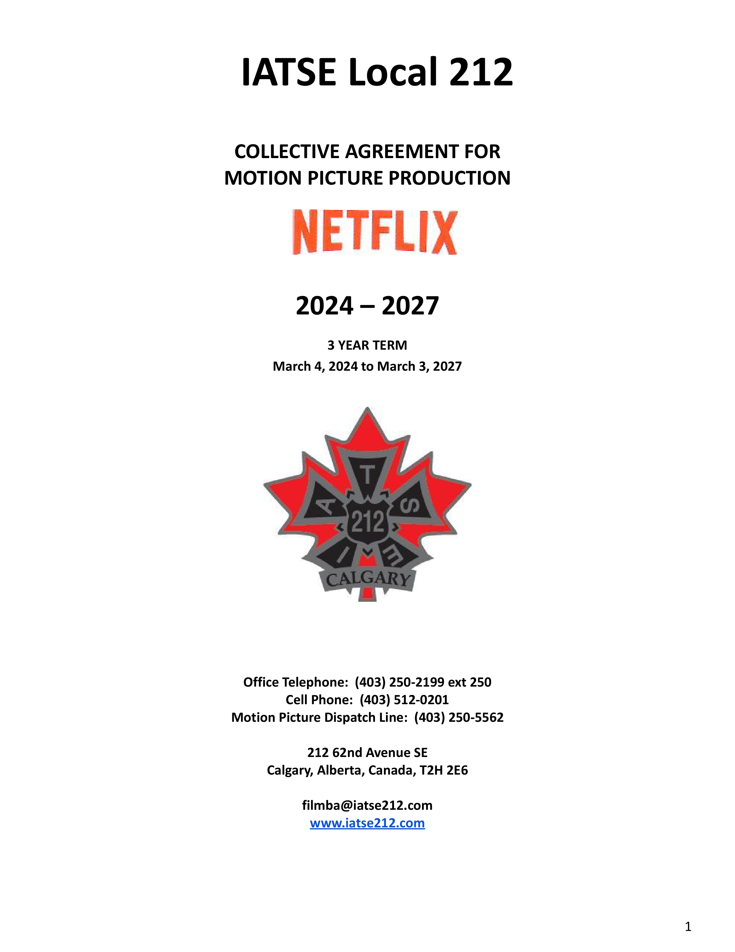 Netflix IATSE Agreement — page 1
