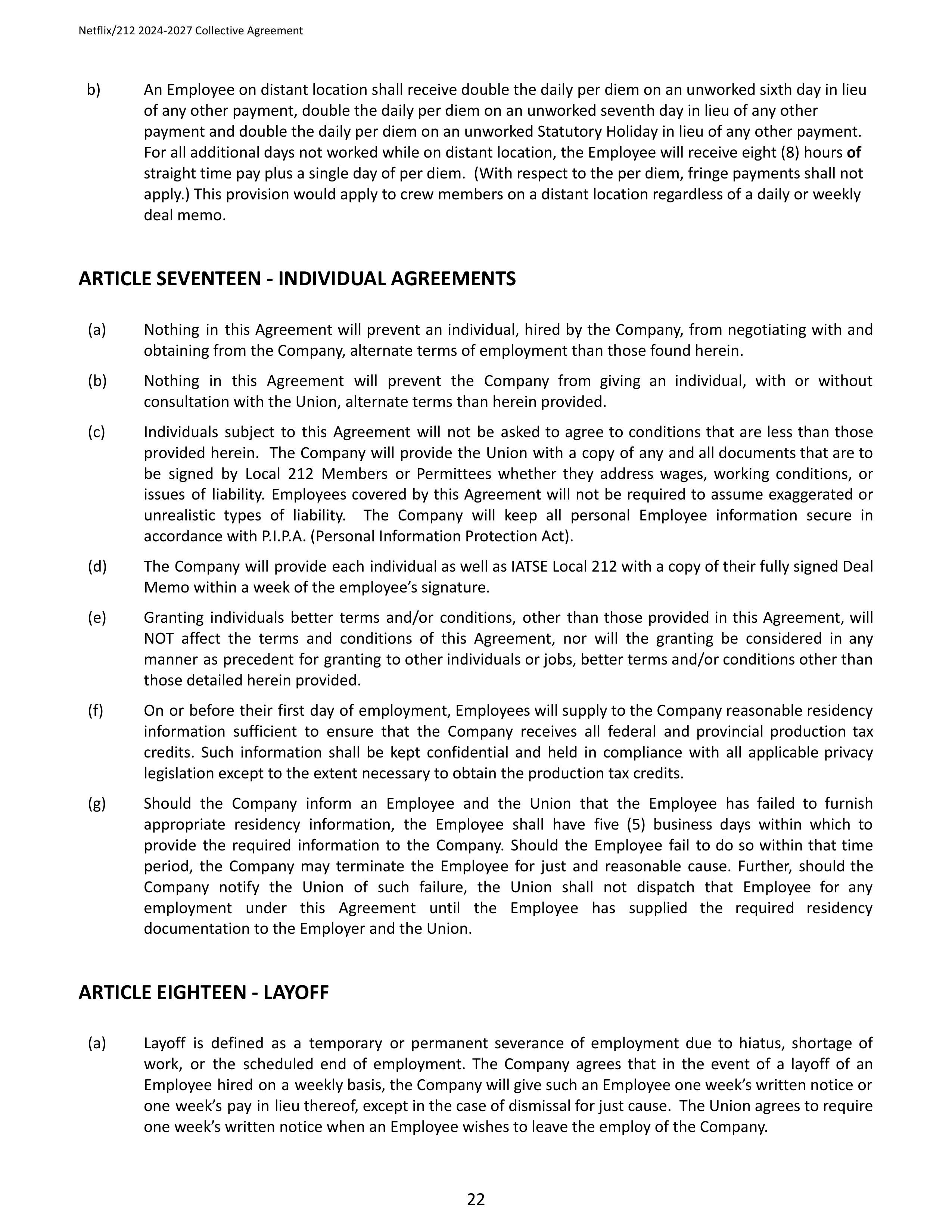 Netflix IATSE Agreement — page 22