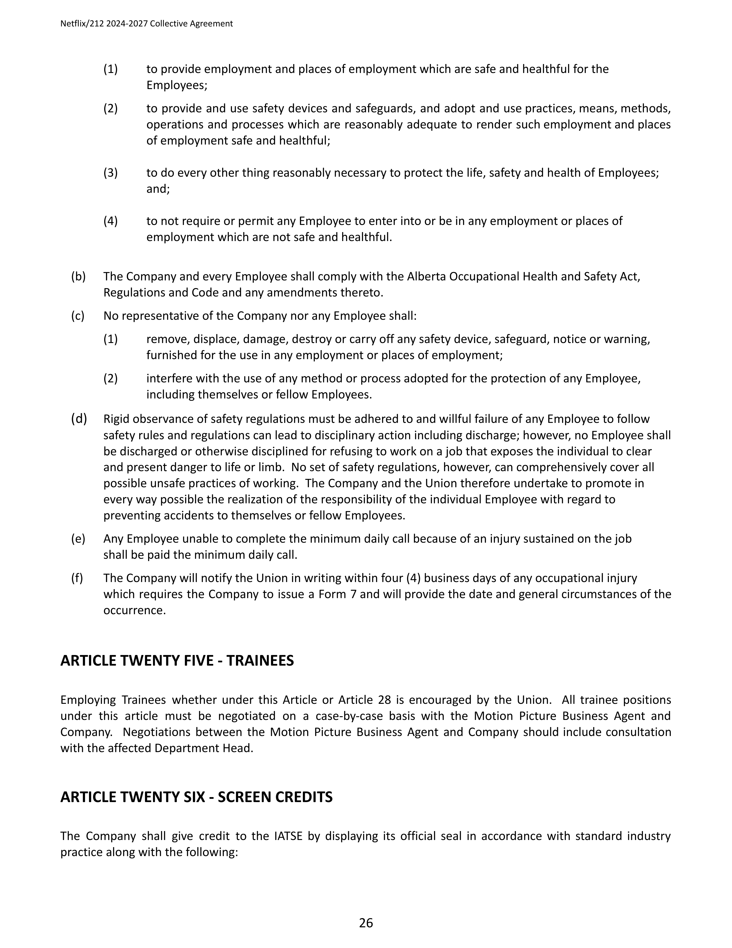 Netflix IATSE Agreement — page 26