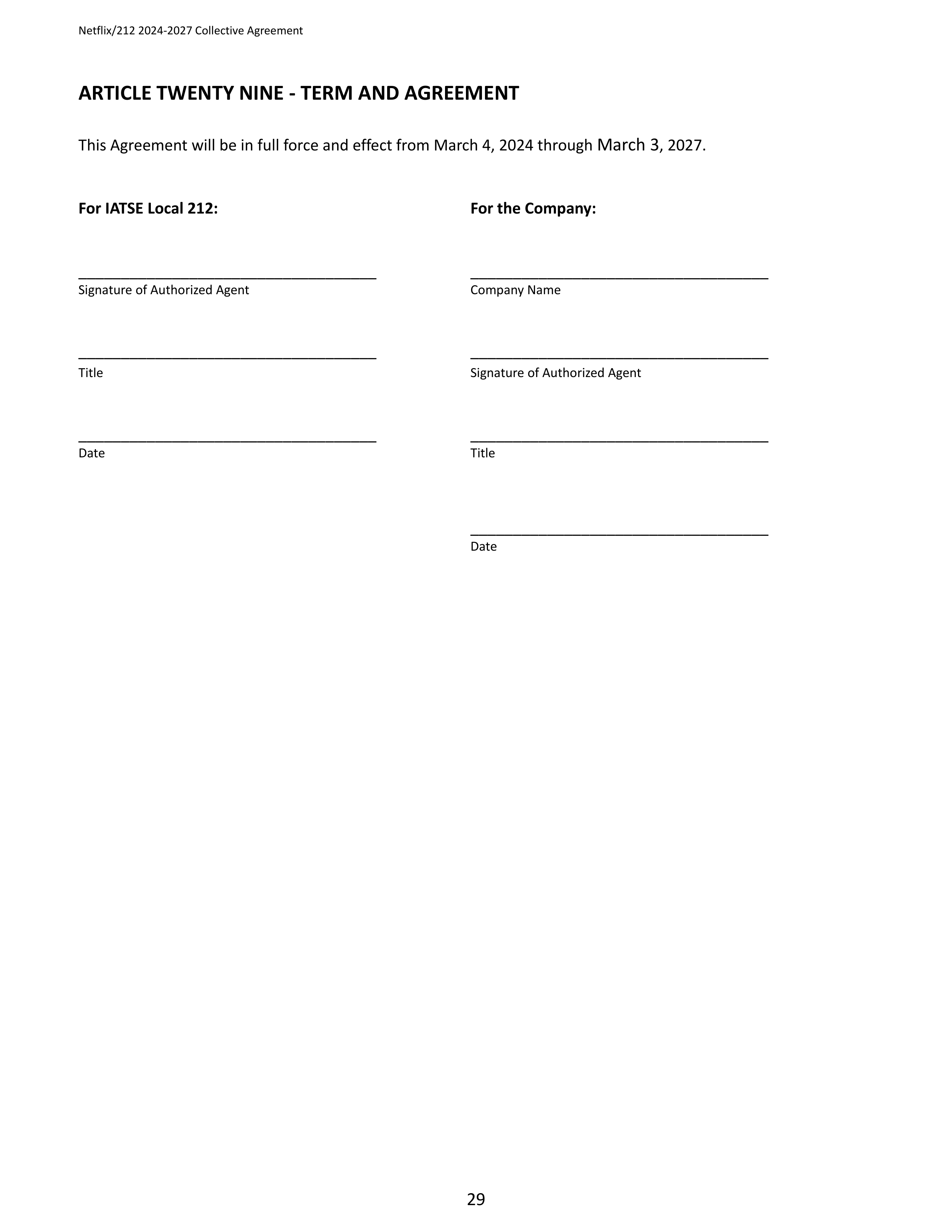 Netflix IATSE Agreement — page 29