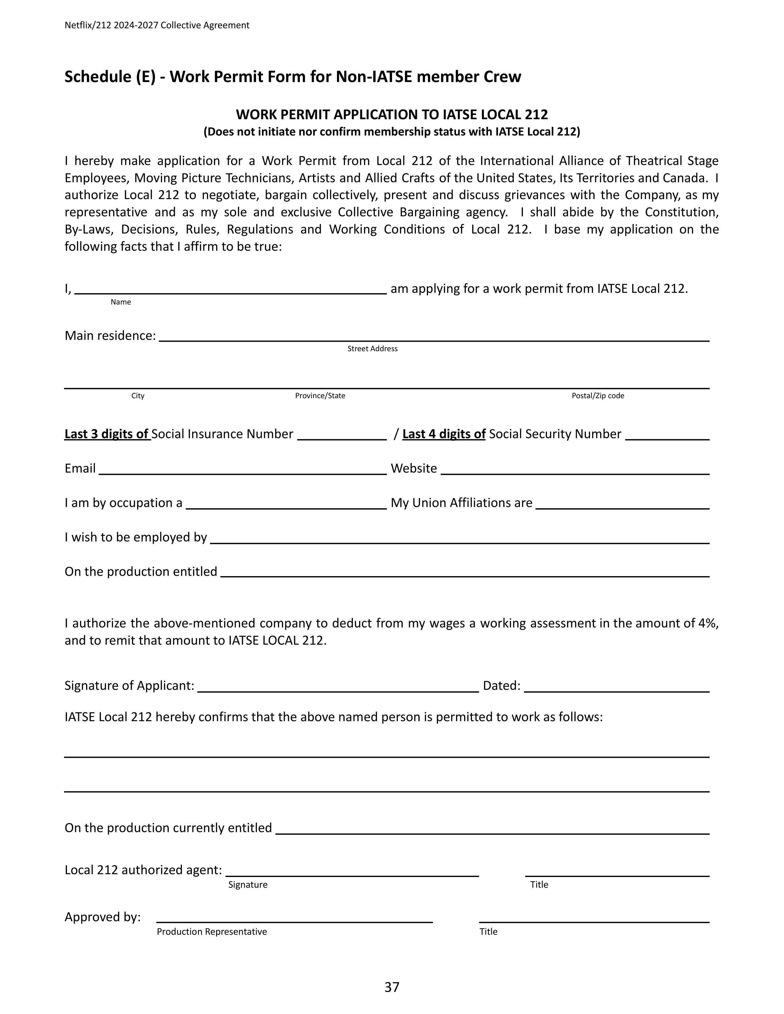 Netflix IATSE Agreement — page 37