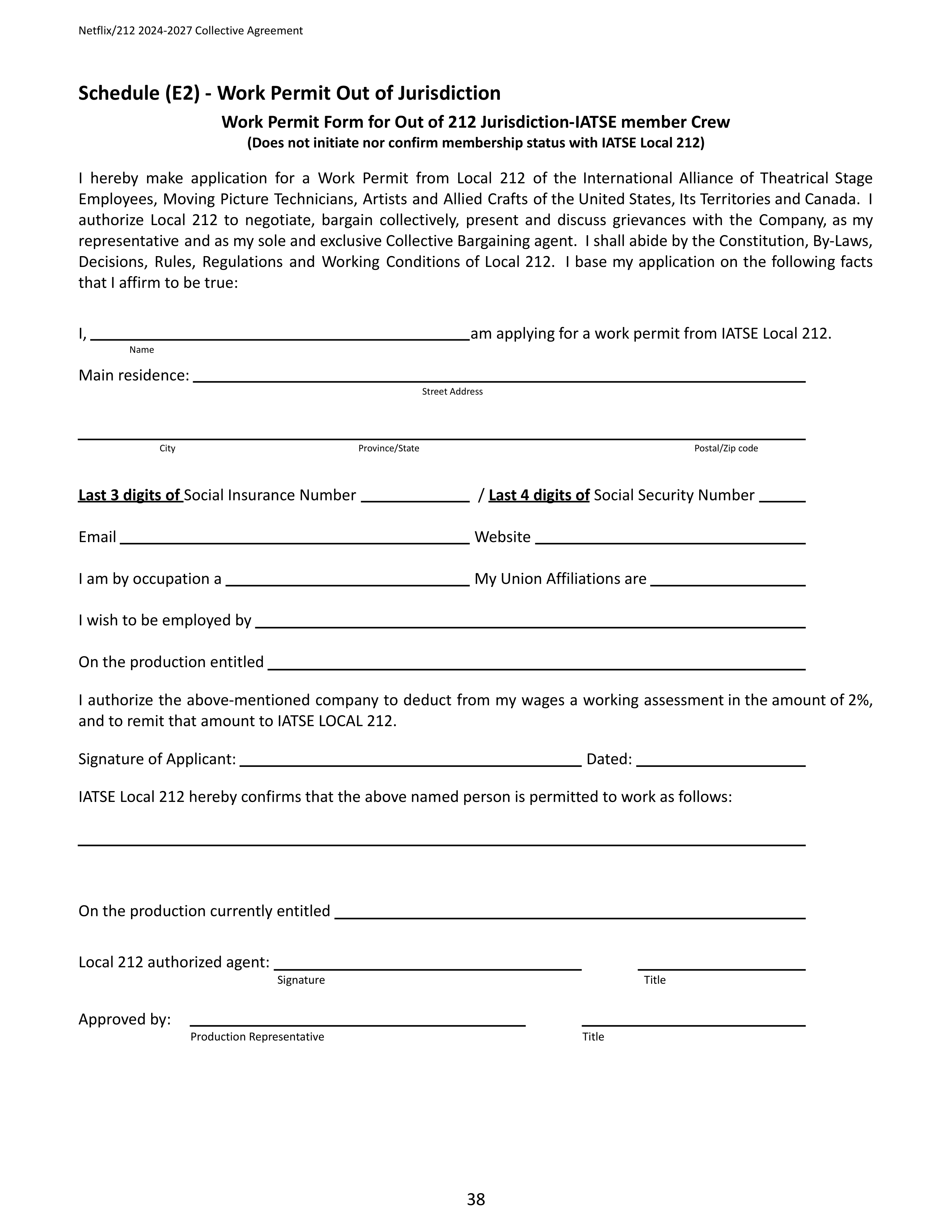 Netflix IATSE Agreement — page 38