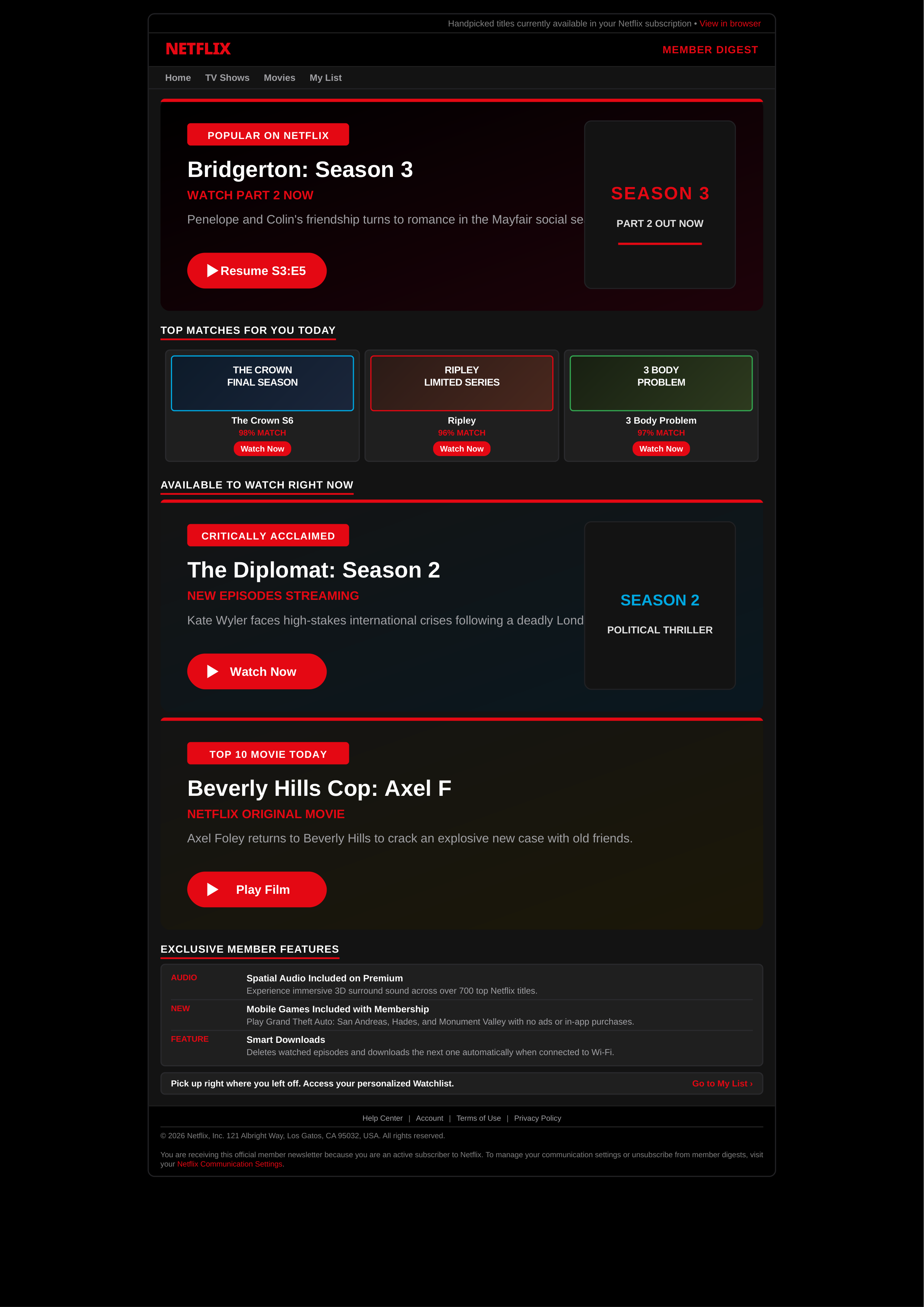 Netflix Member Email Newsletter — page 1