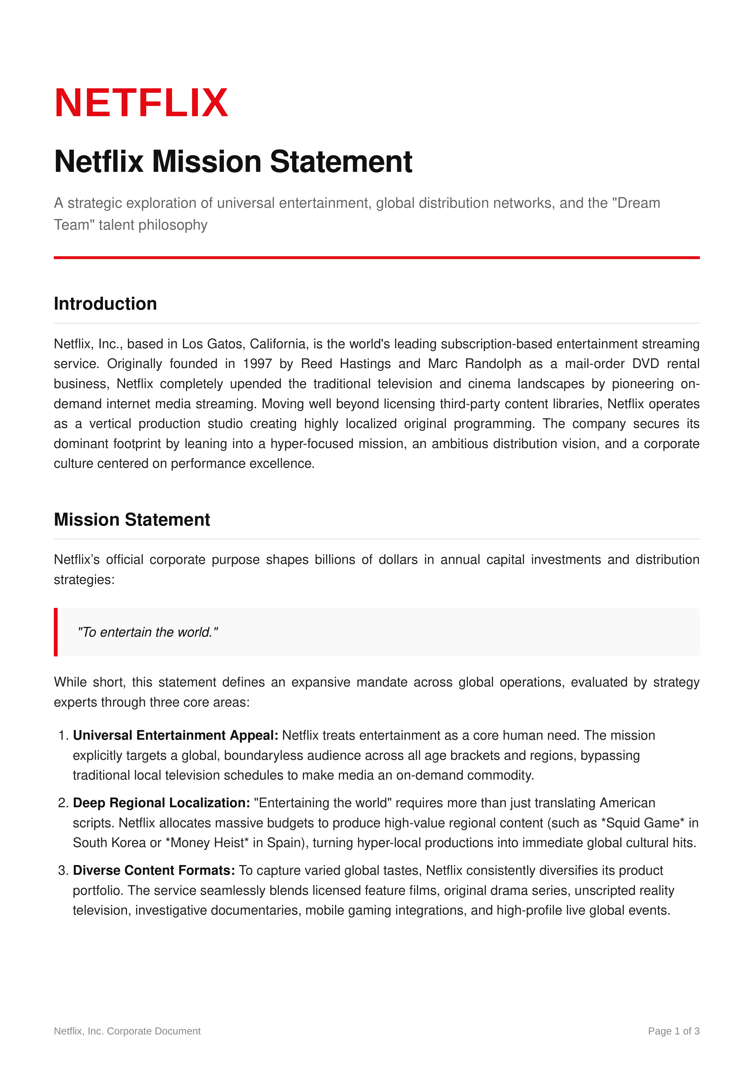 Netflix Mission Statement — page 1