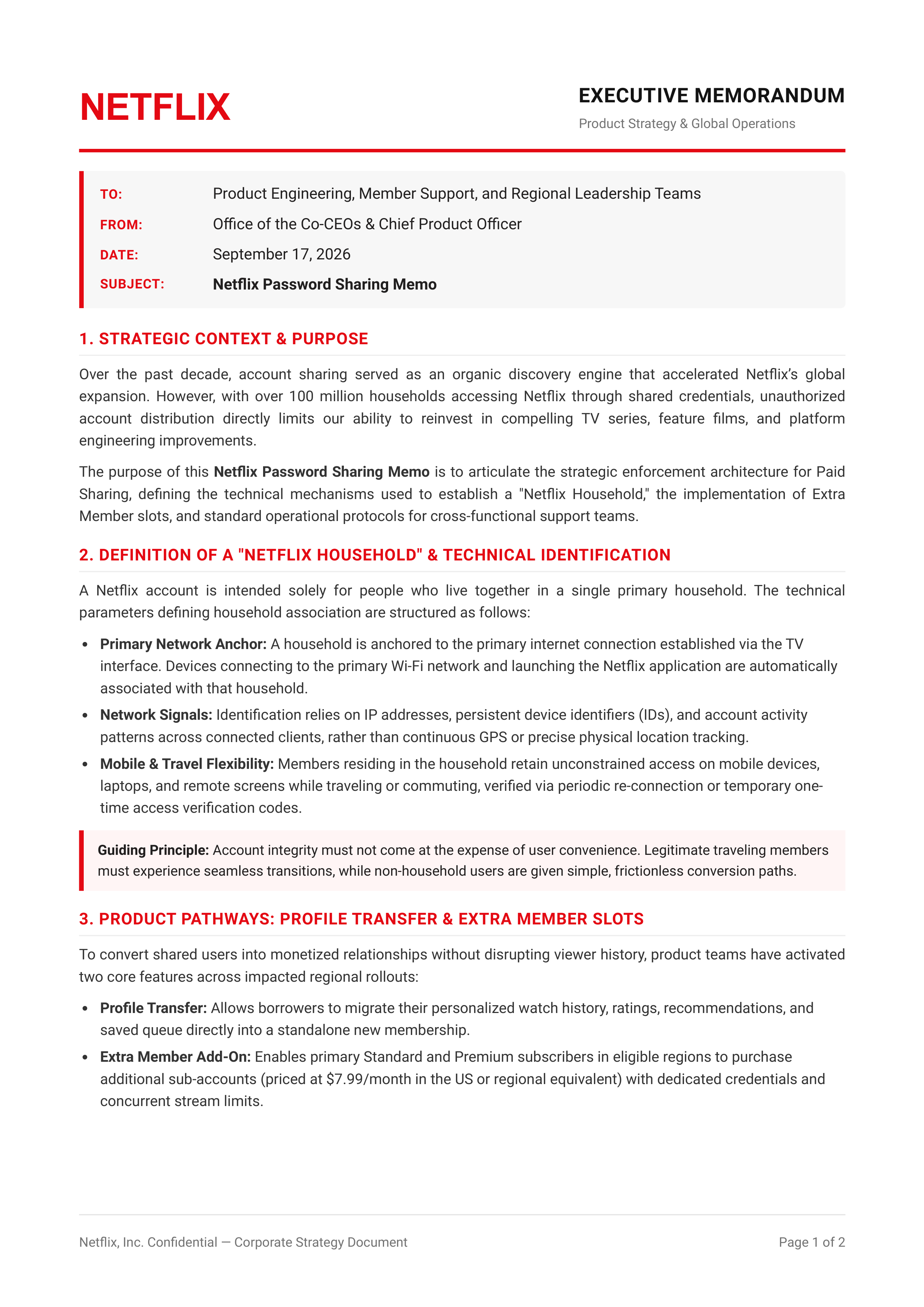 Netflix Password Sharing Memo — page 1