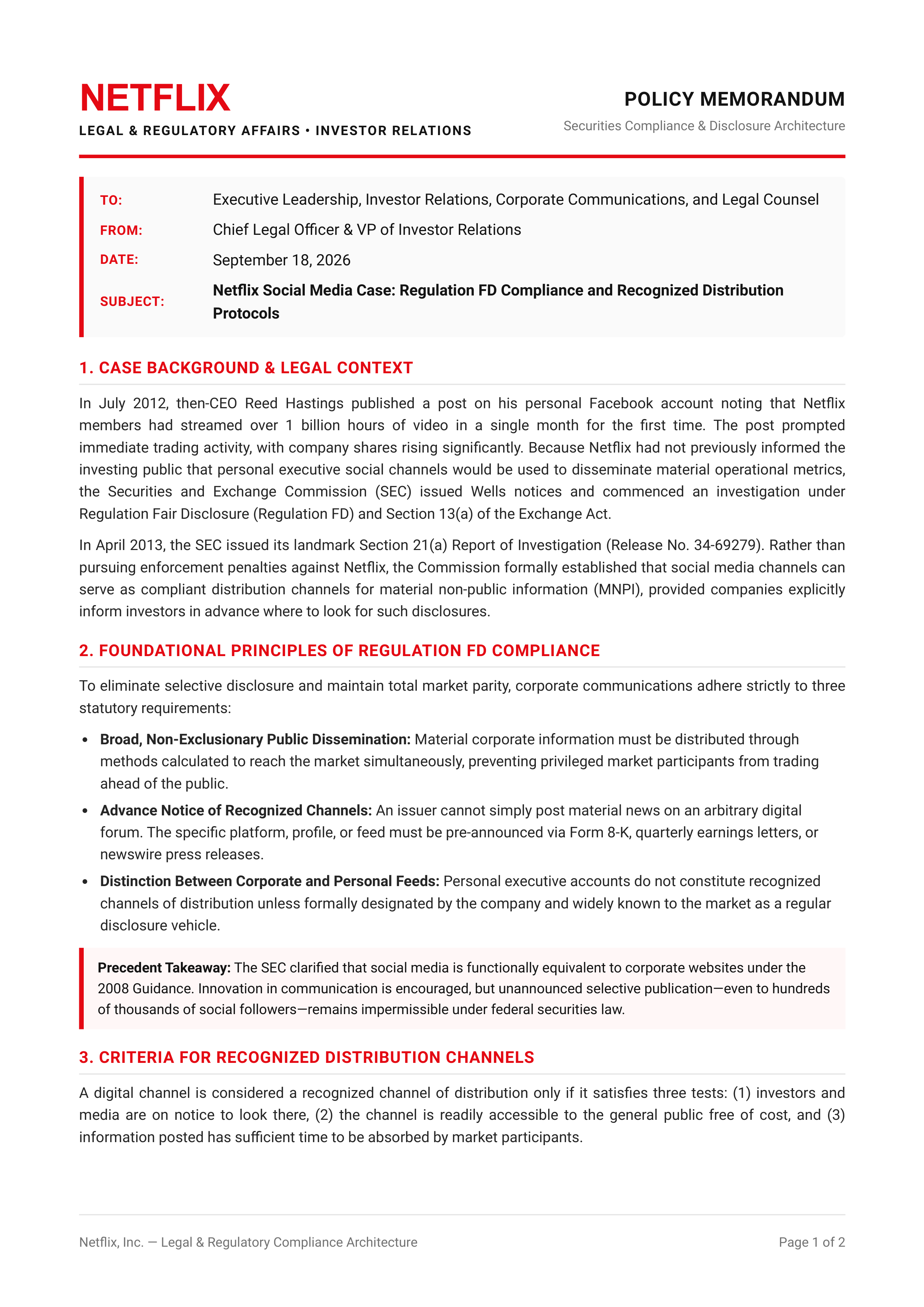 Netflix Social Media Case Memo — page 1