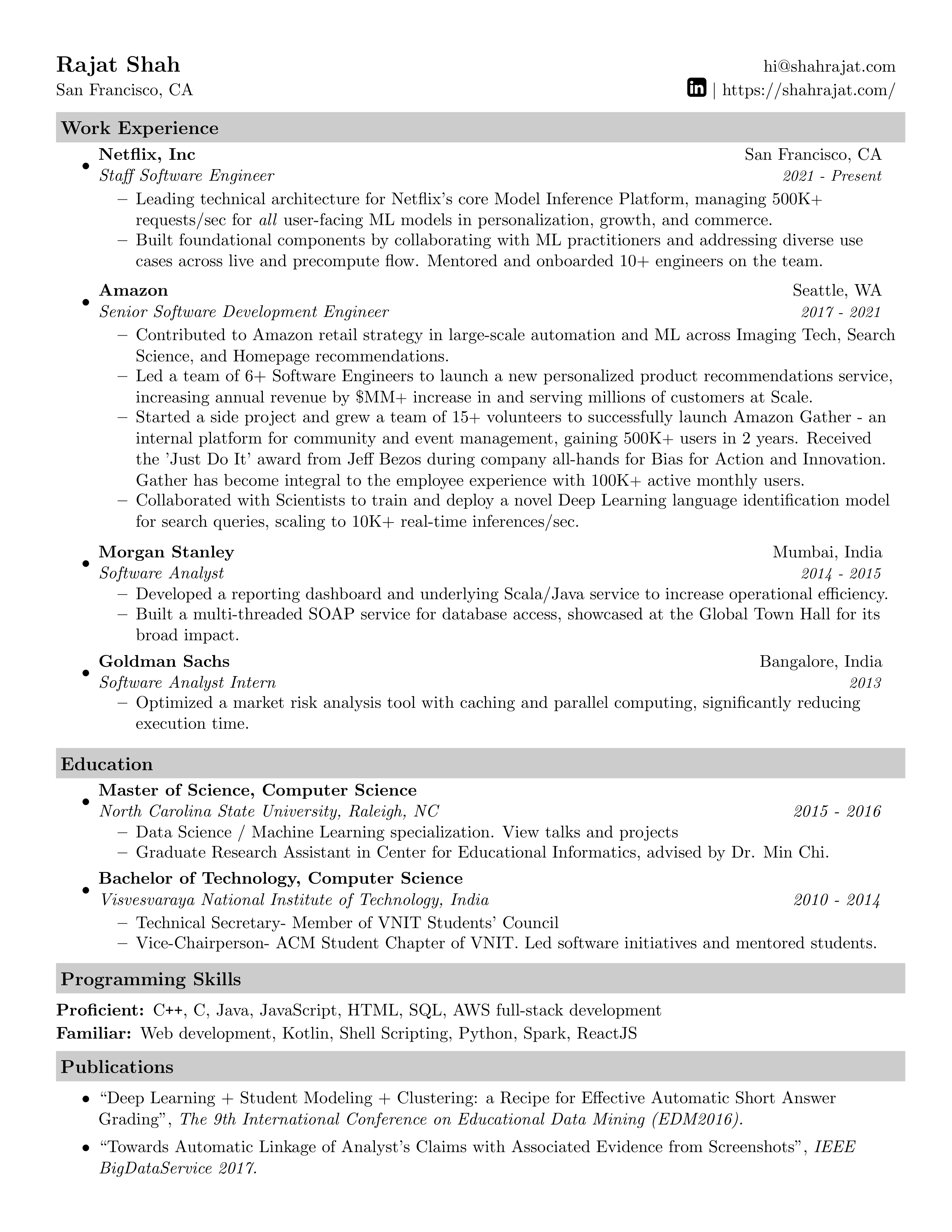 Netflix Technical Architect Resume — page 1