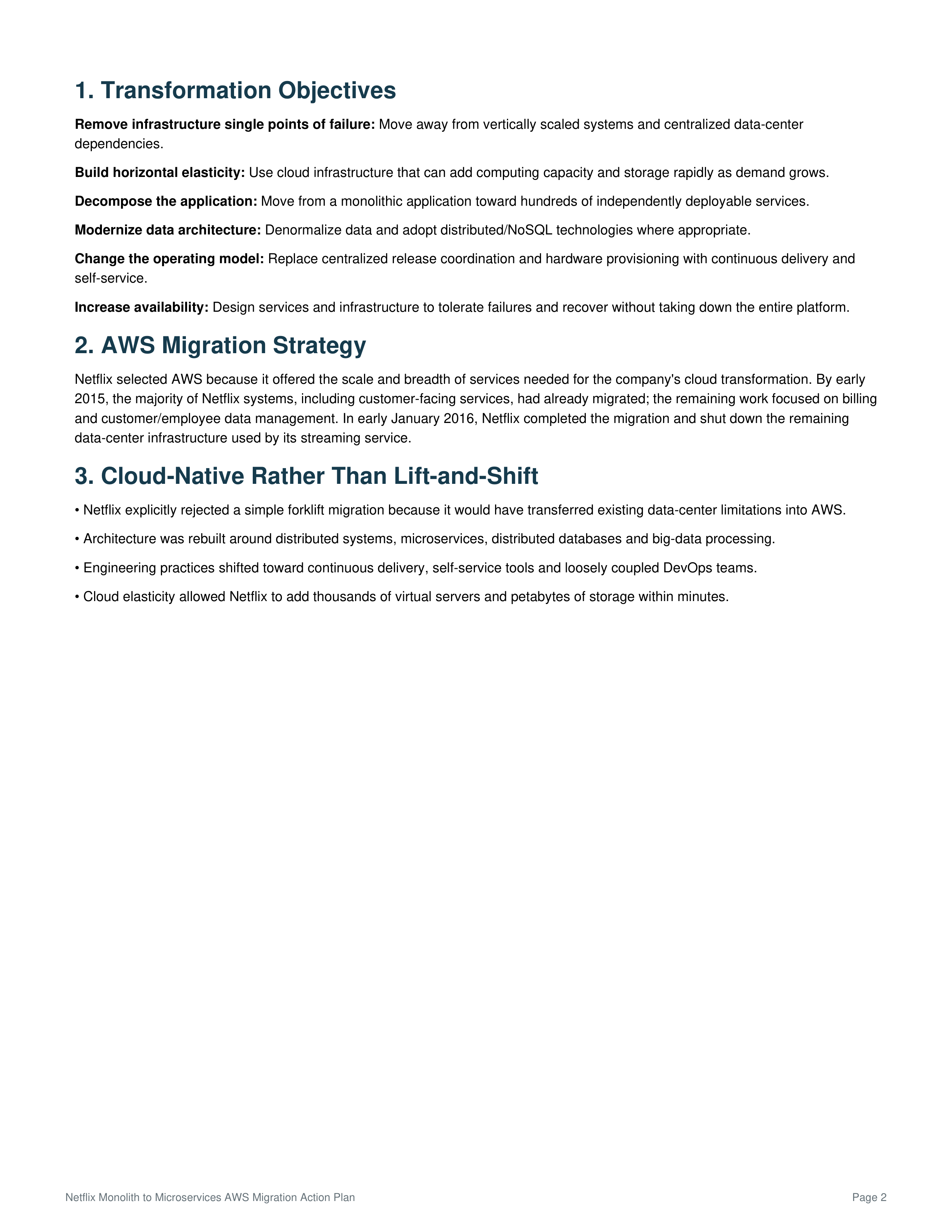 Netflix’s Monolith to Microservices AWS Migration Action Plan — page 2