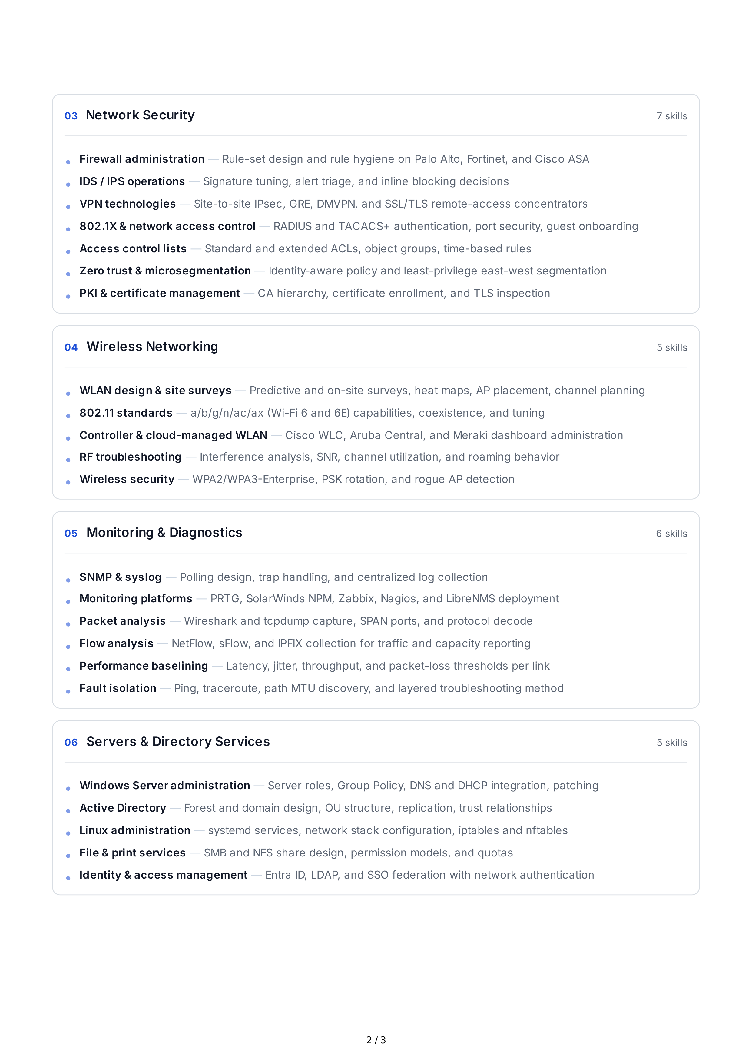Network Administration Technical Skills — page 2