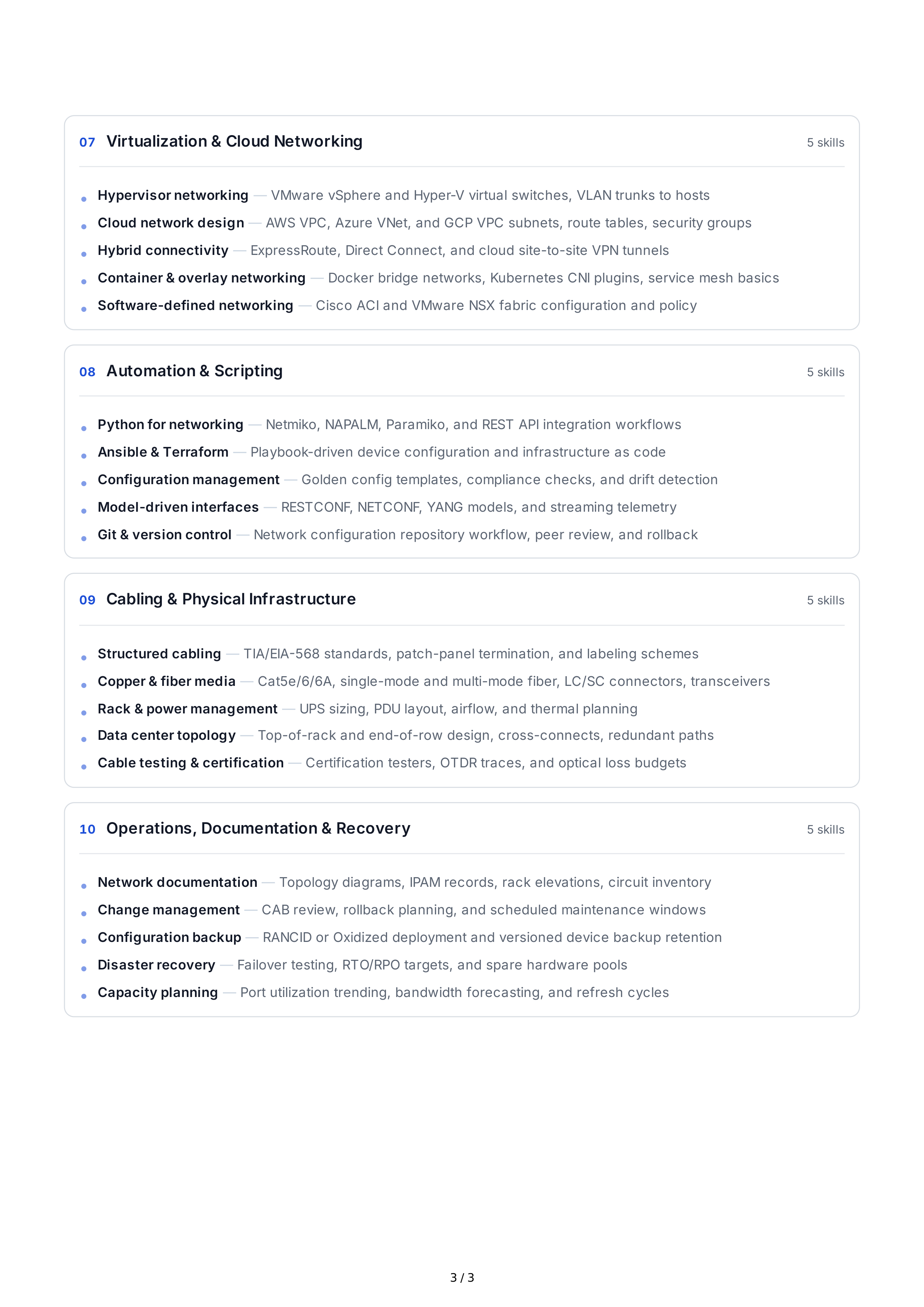 Network Administration Technical Skills — page 3