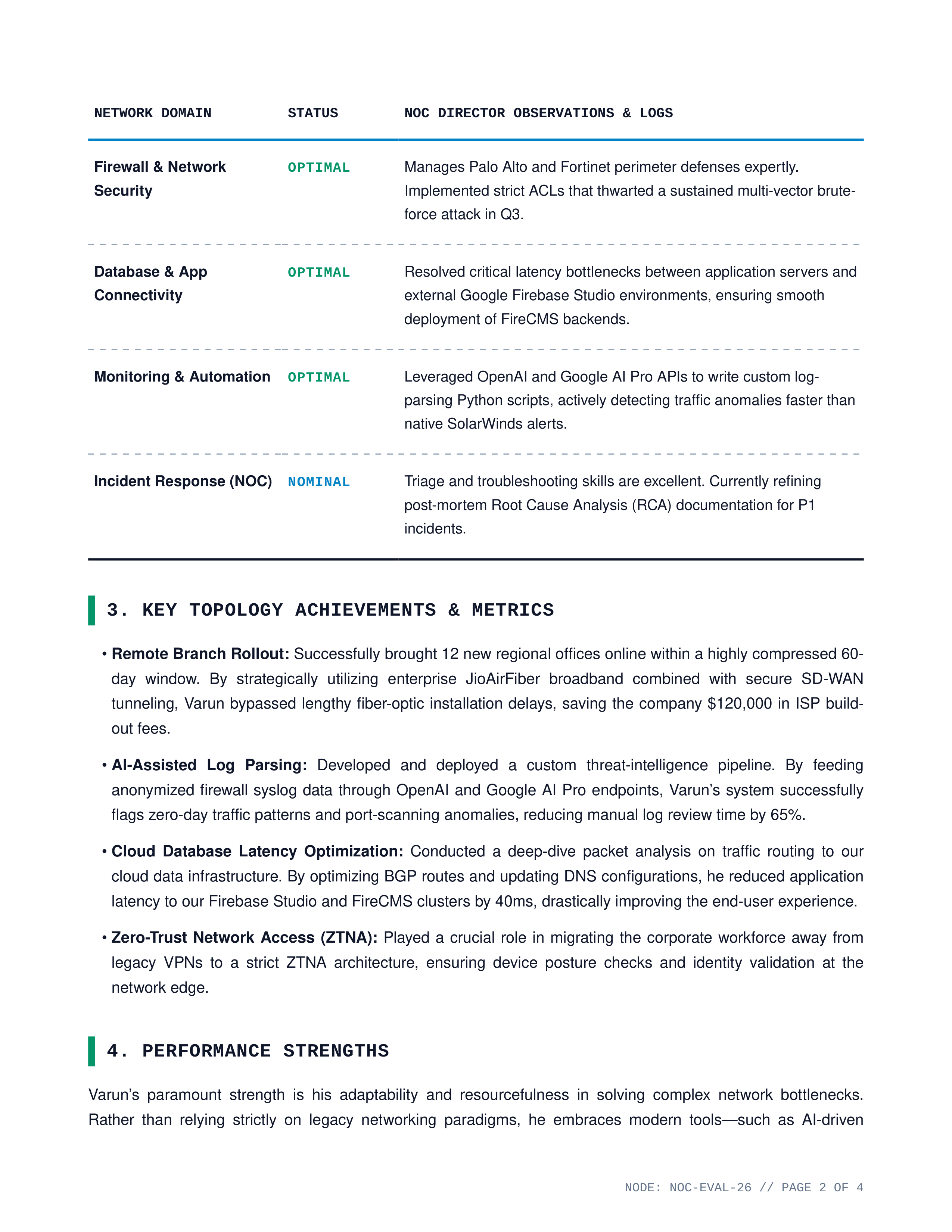 Network Administrator Performance Review — page 2