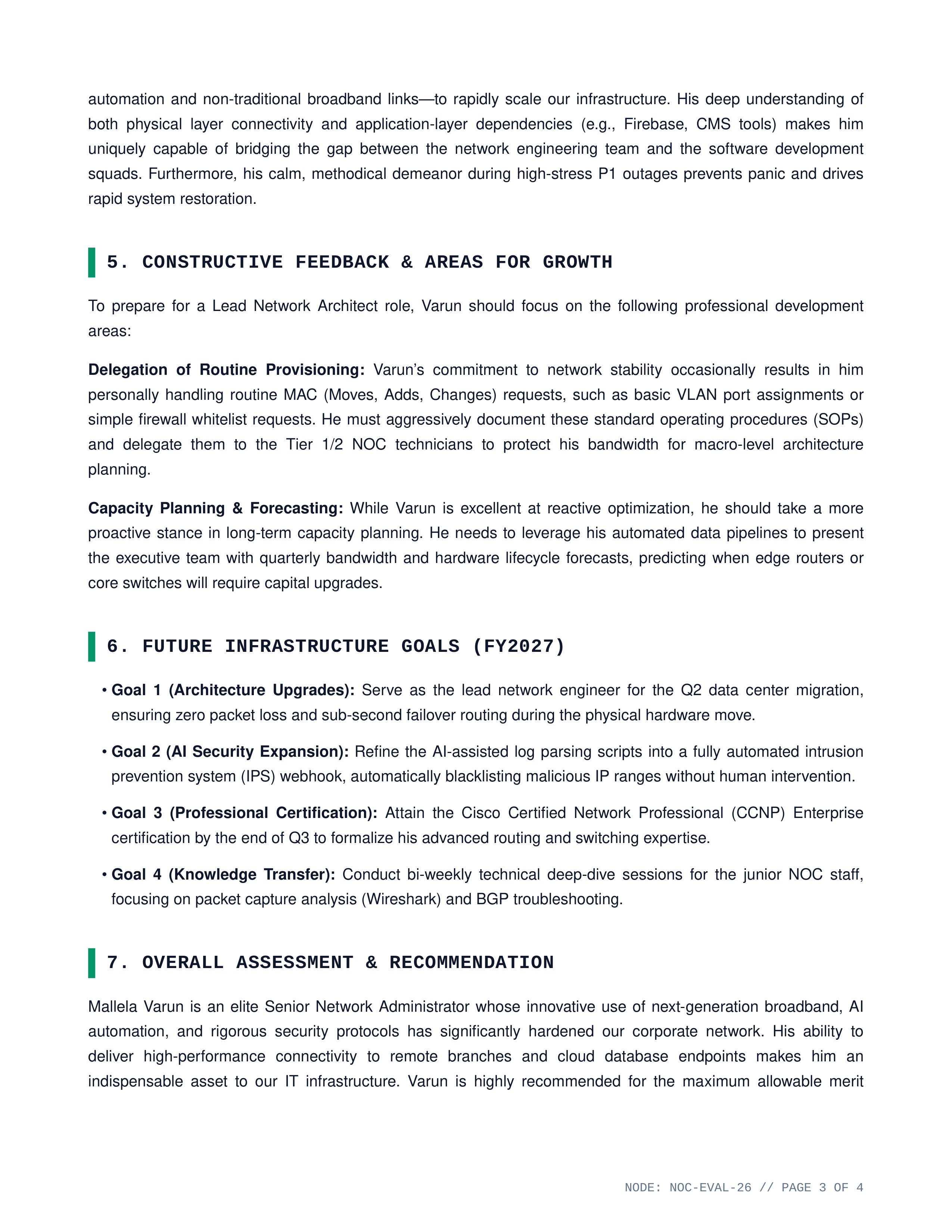 Network Administrator Performance Review — page 3