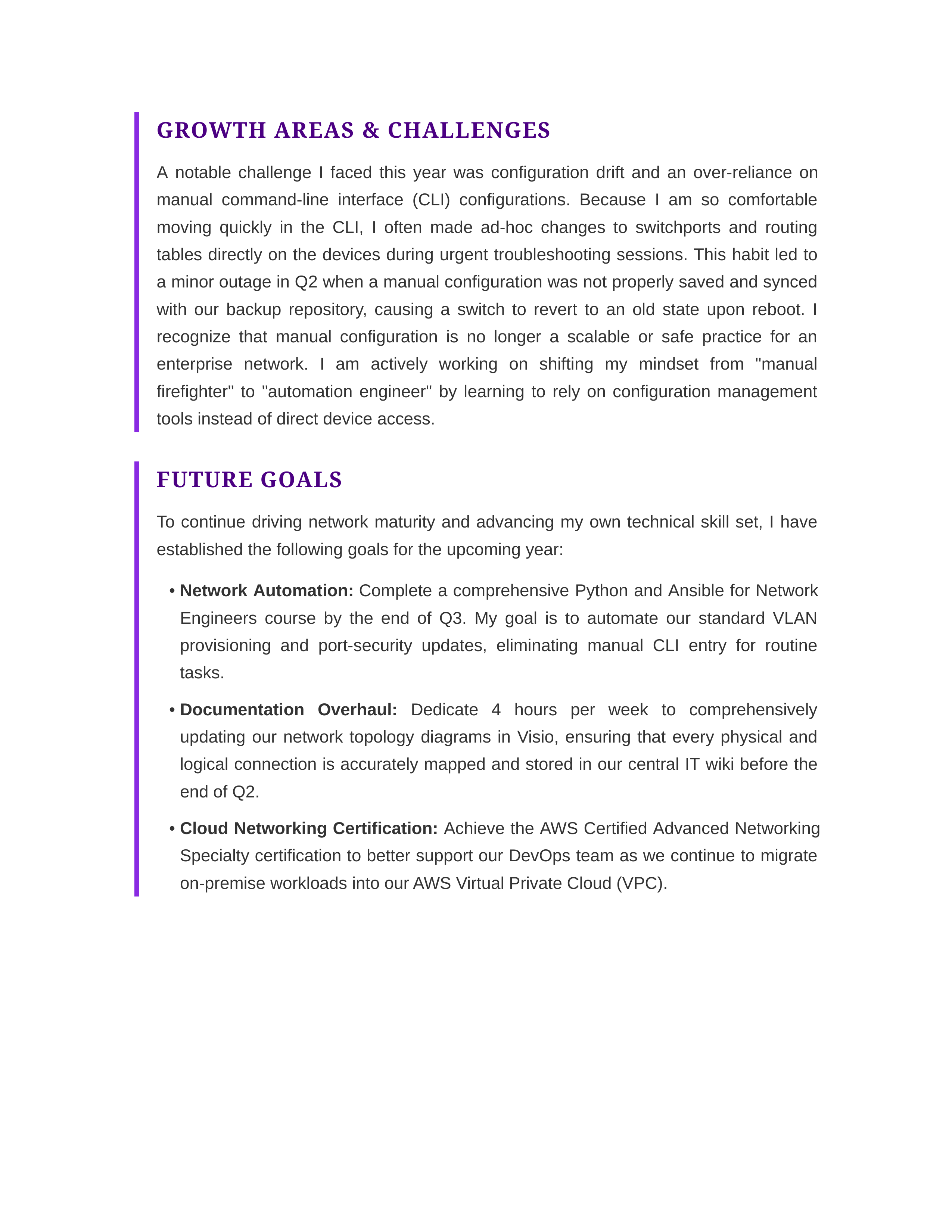 Network Administrator Self Performance Review — page 2