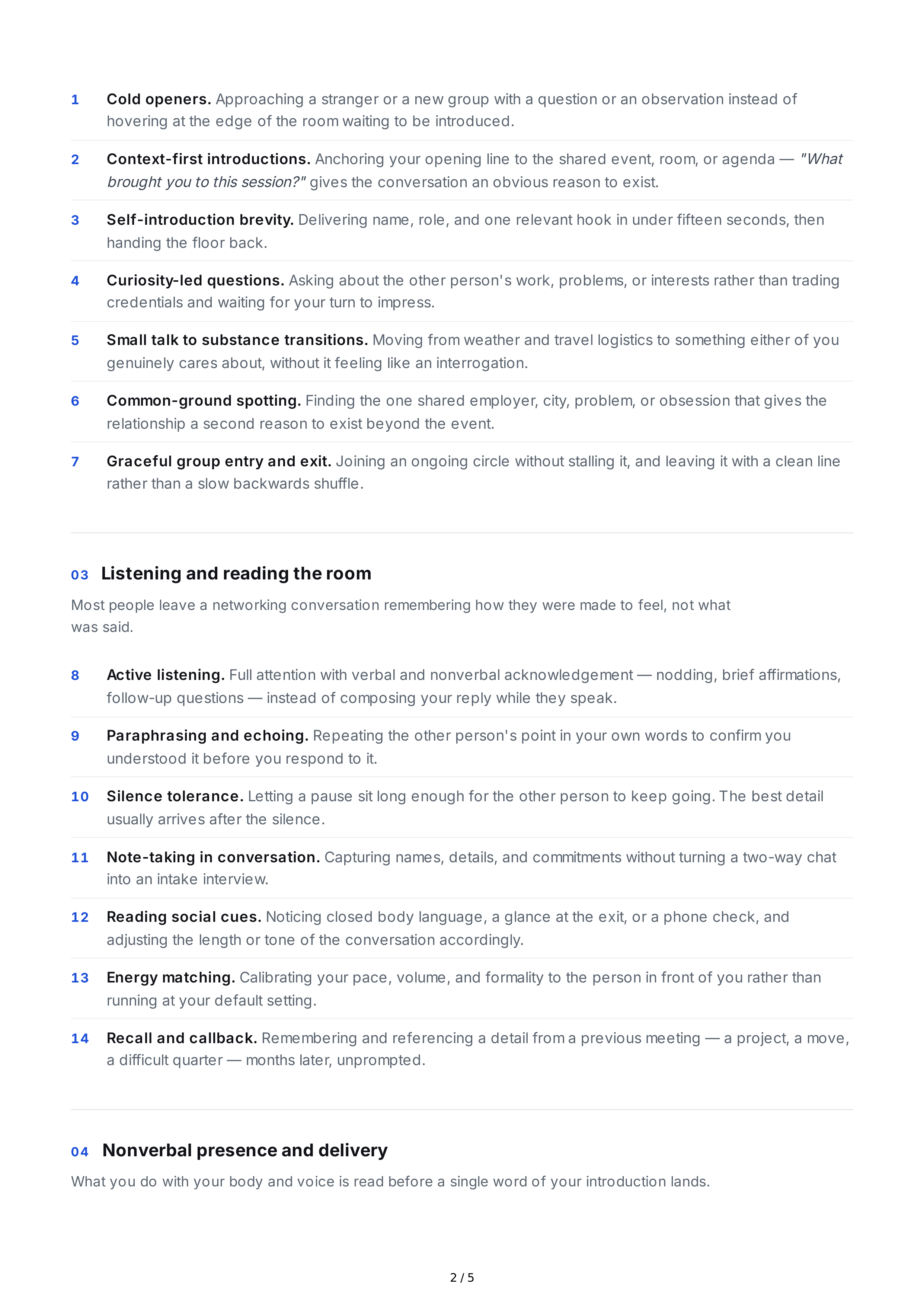 Networking Interpersonal Skills — page 2