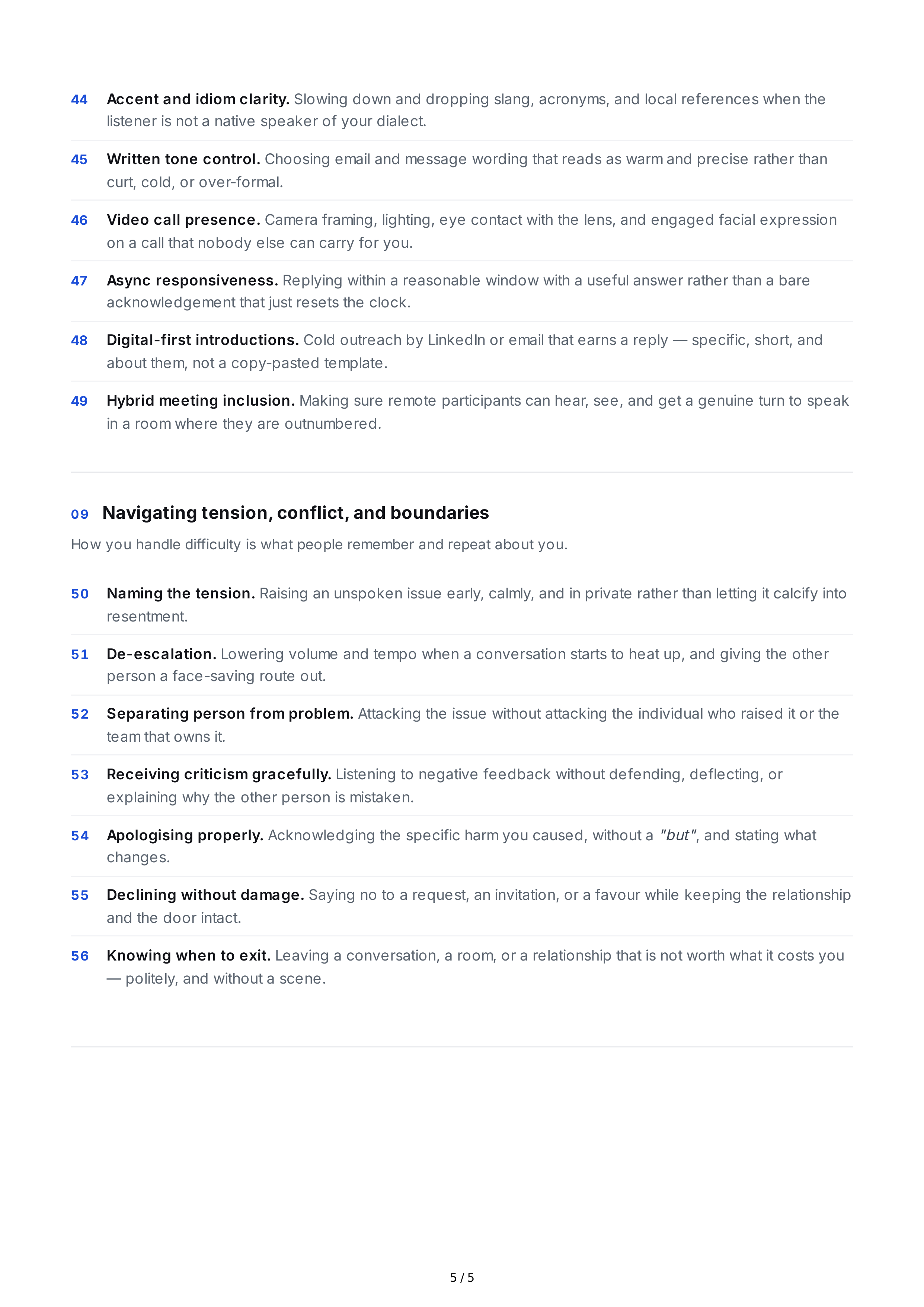 Networking Interpersonal Skills — page 5