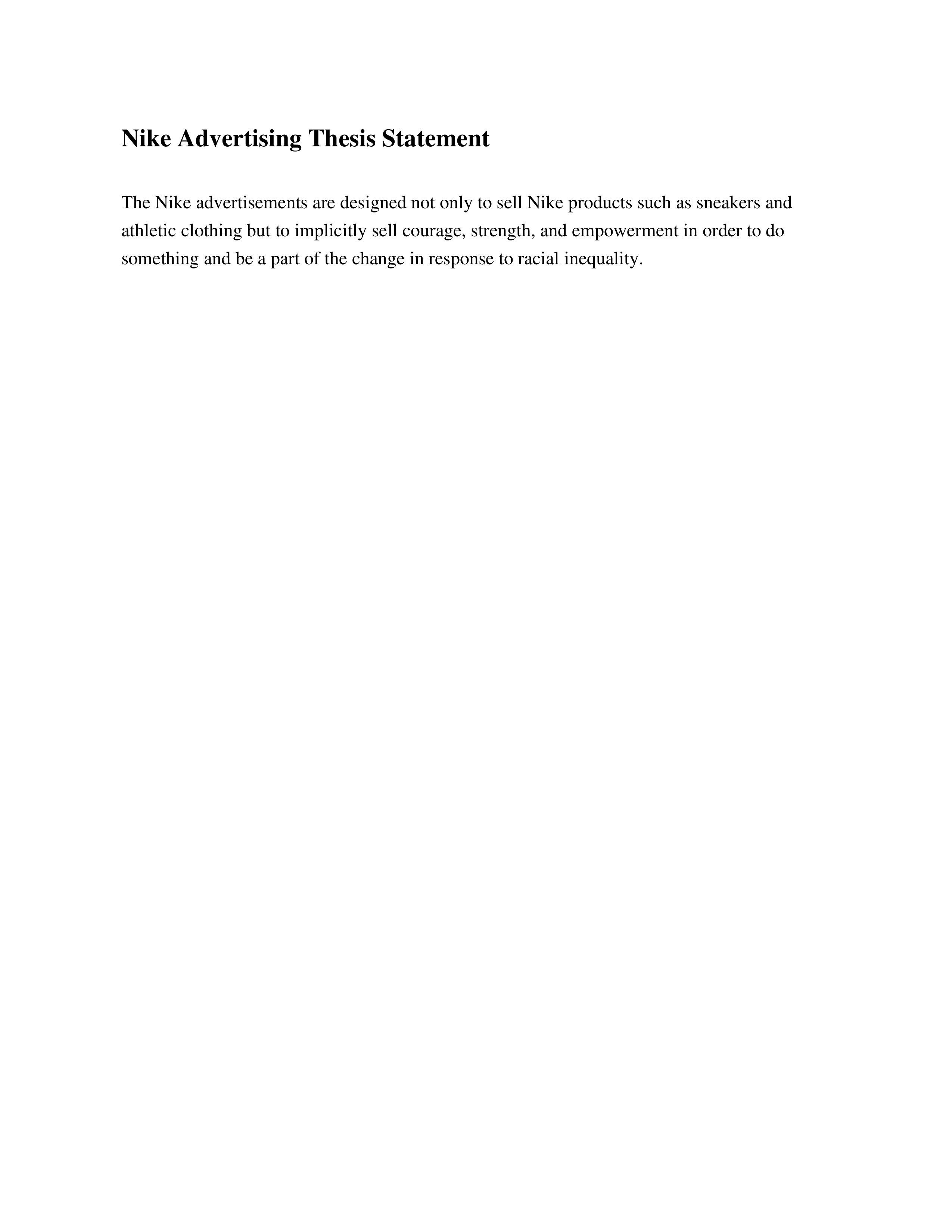 Nike Advertising Thesis Statement — page 1