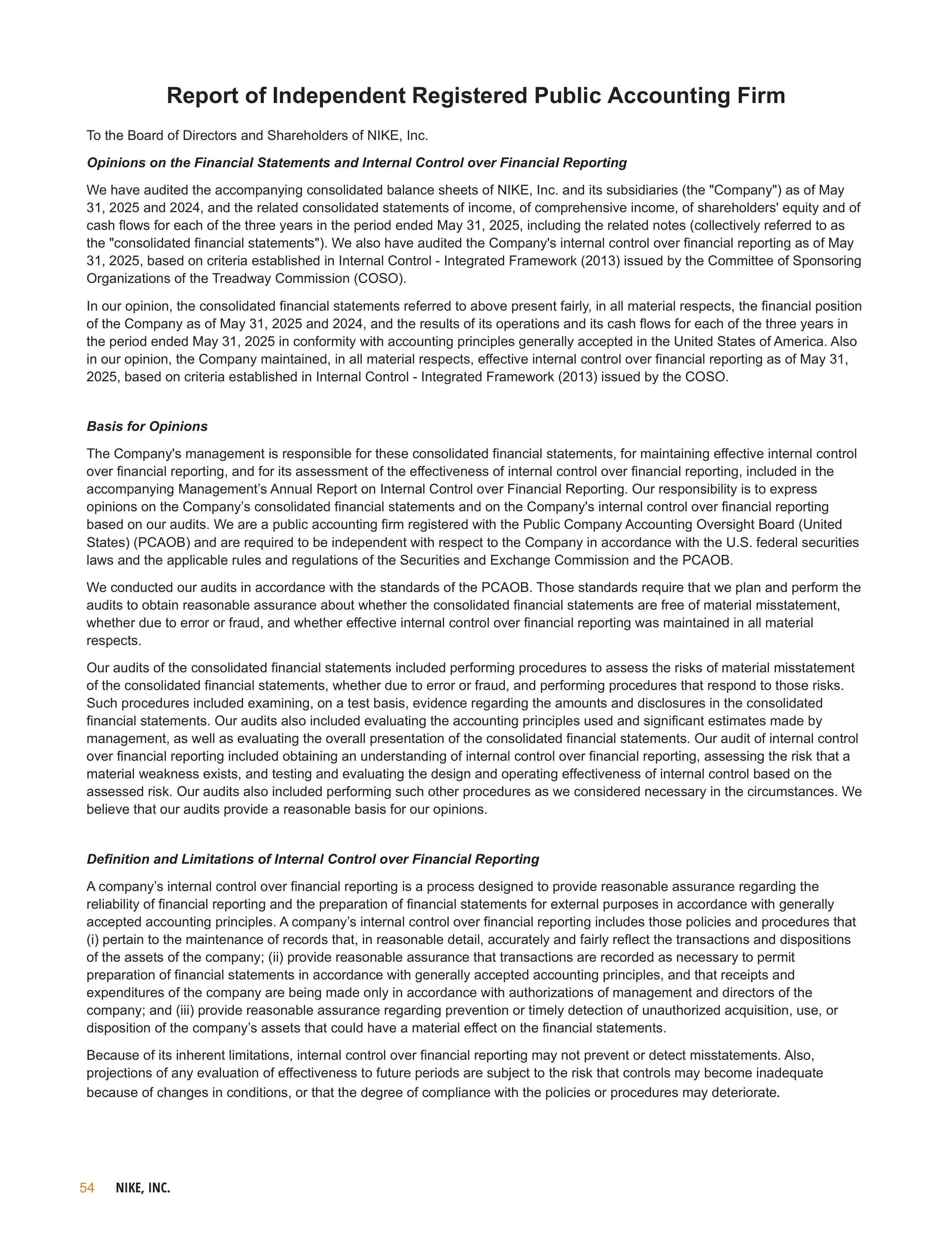 Nike Annual Report — page 57