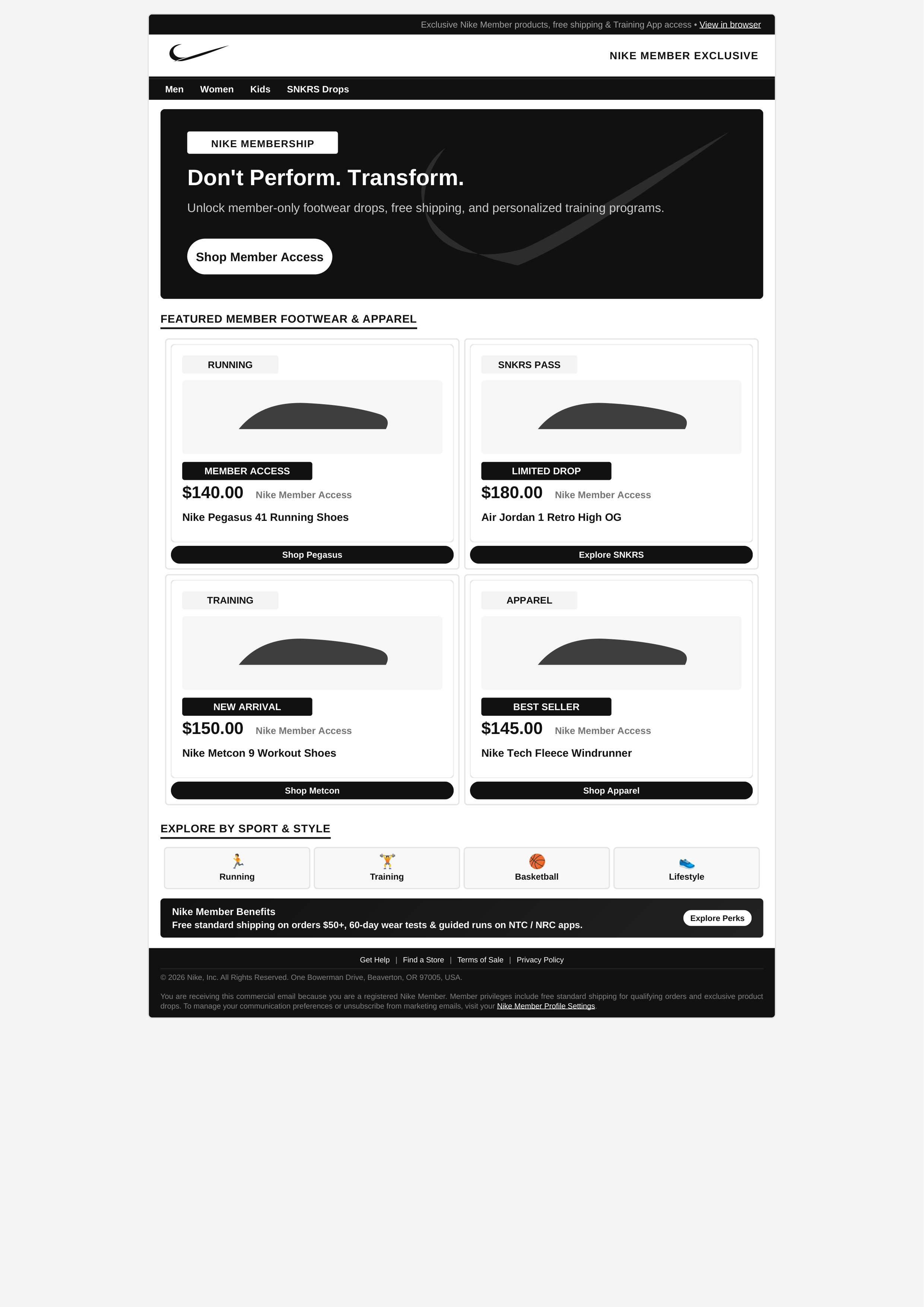Nike Member Email Newsletter — page 1
