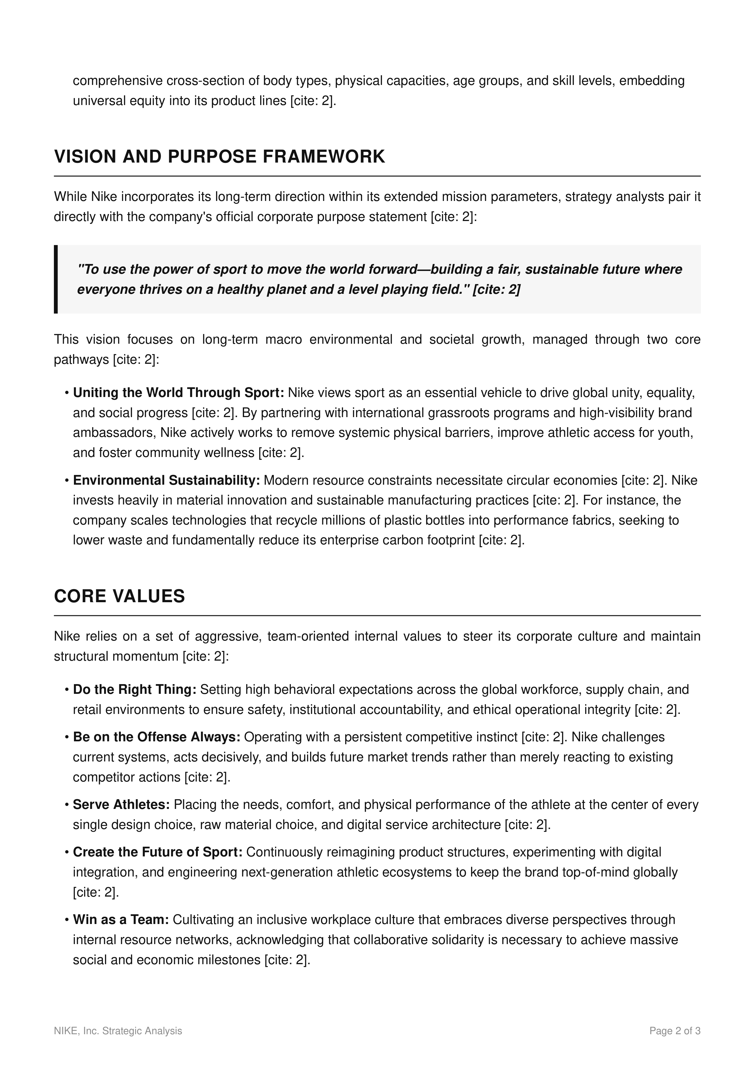 Nike Mission Statement — page 2
