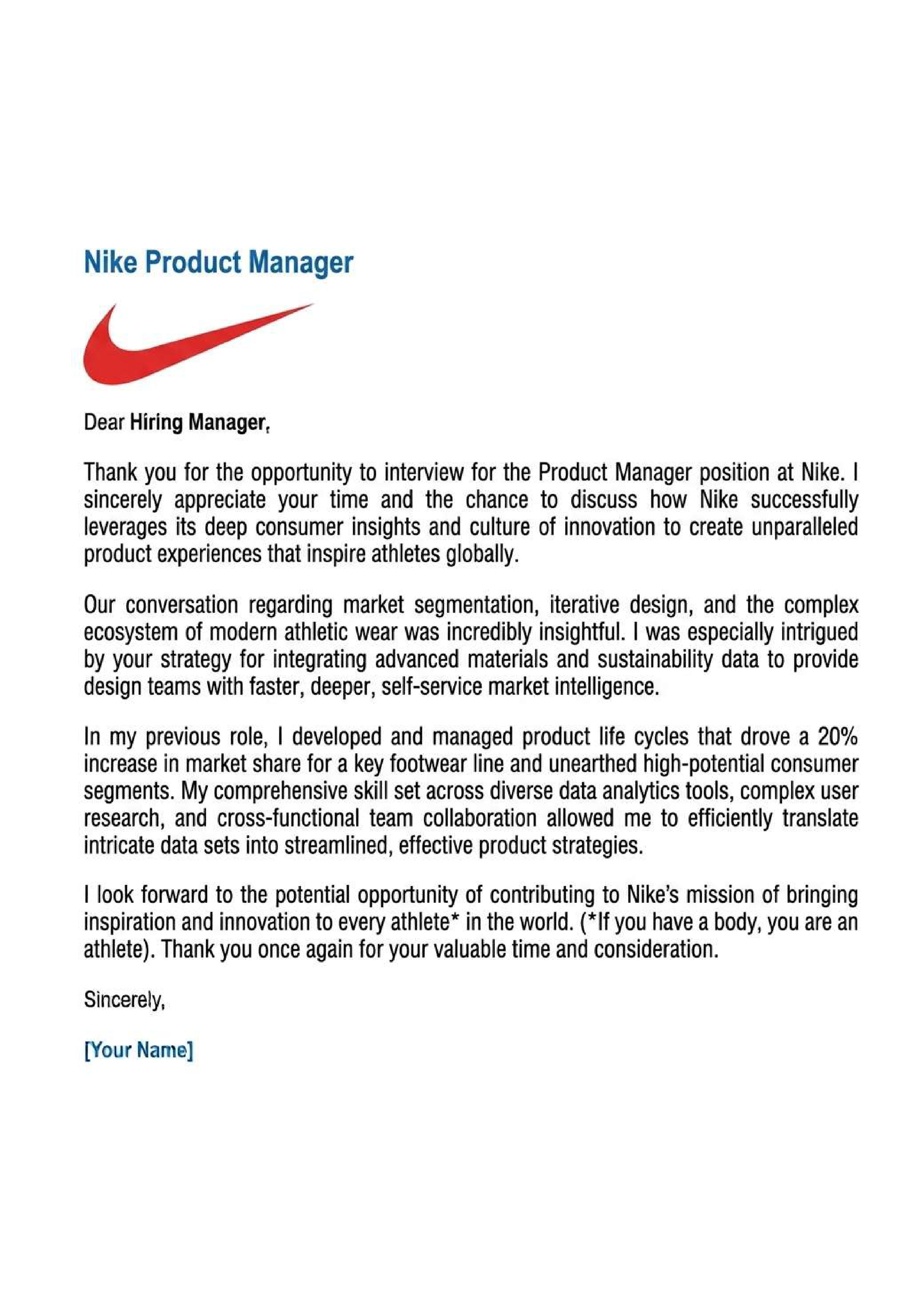 Nike Product Manager — page 1