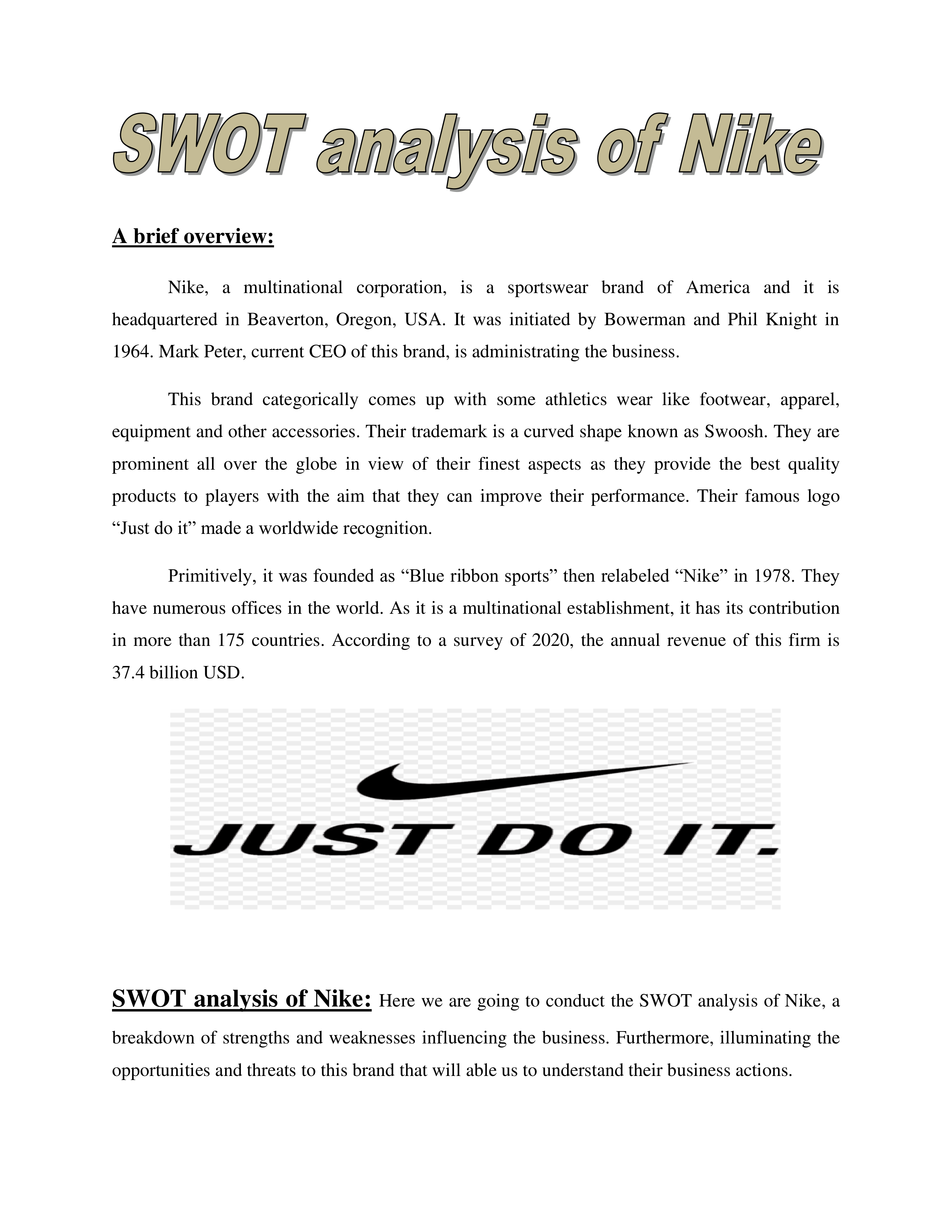 Nike SWOT Analysis — page 2