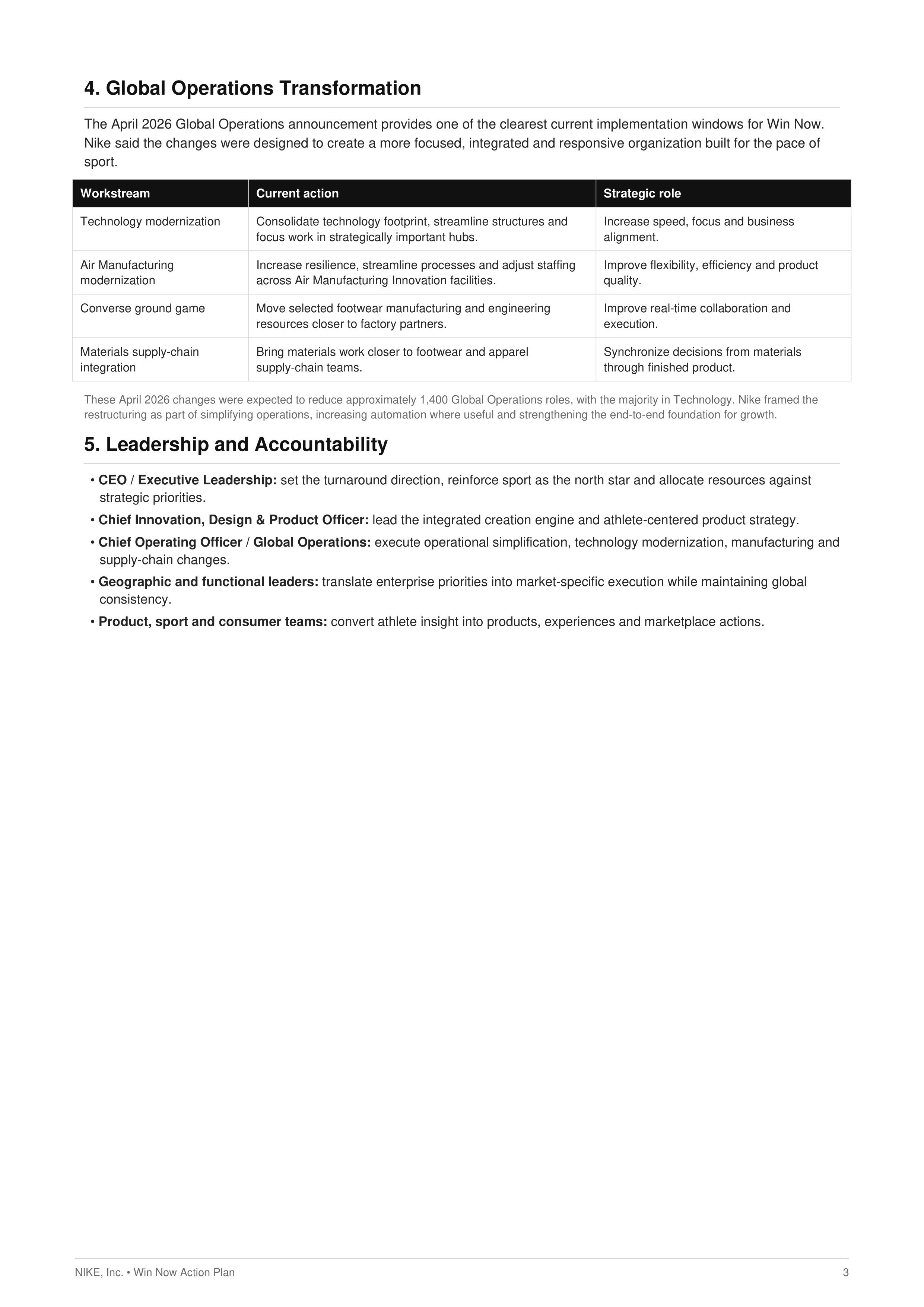 Nike’s Win Now Turnaround Action Plan — page 3
