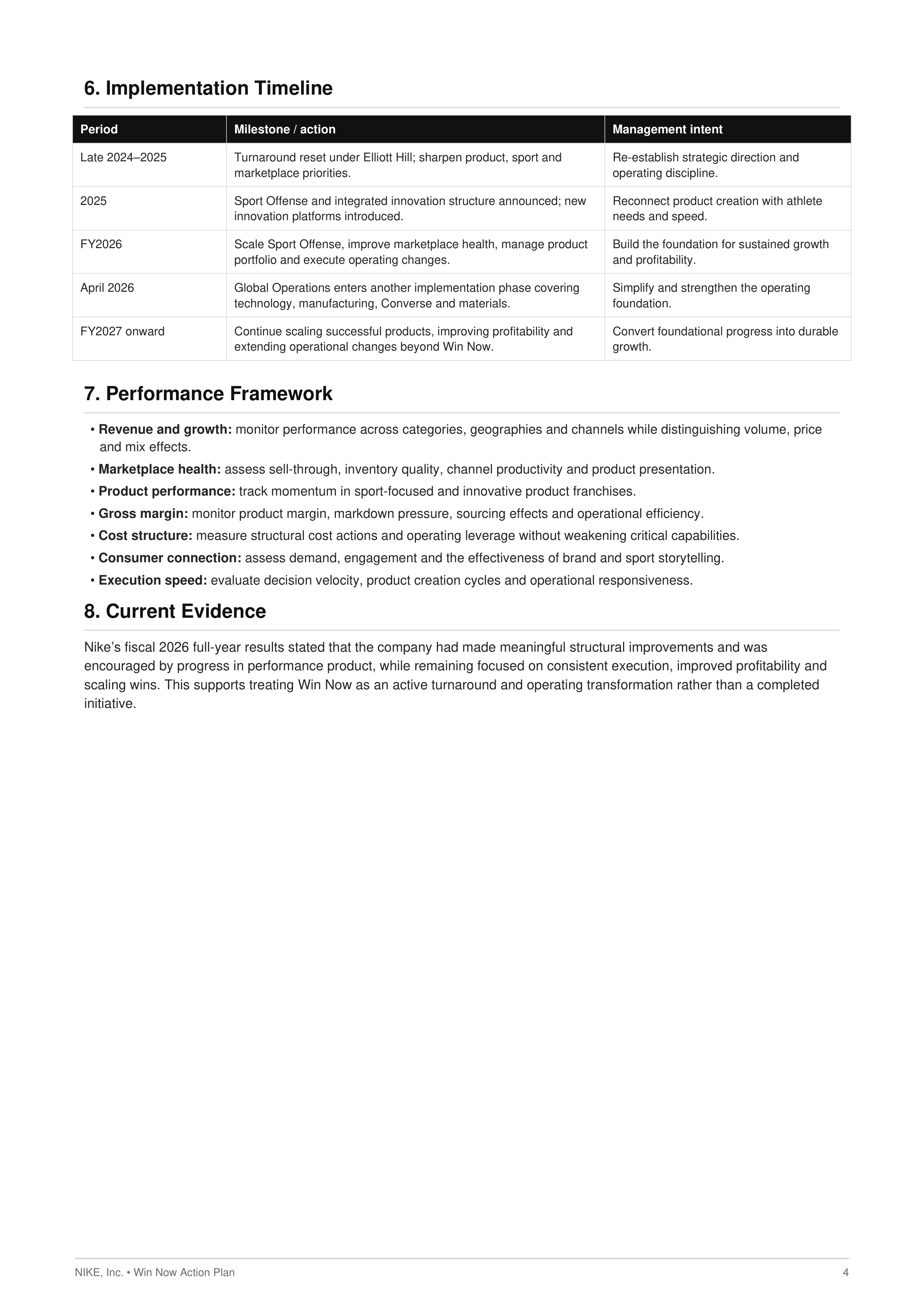 Nike’s Win Now Turnaround Action Plan — page 4
