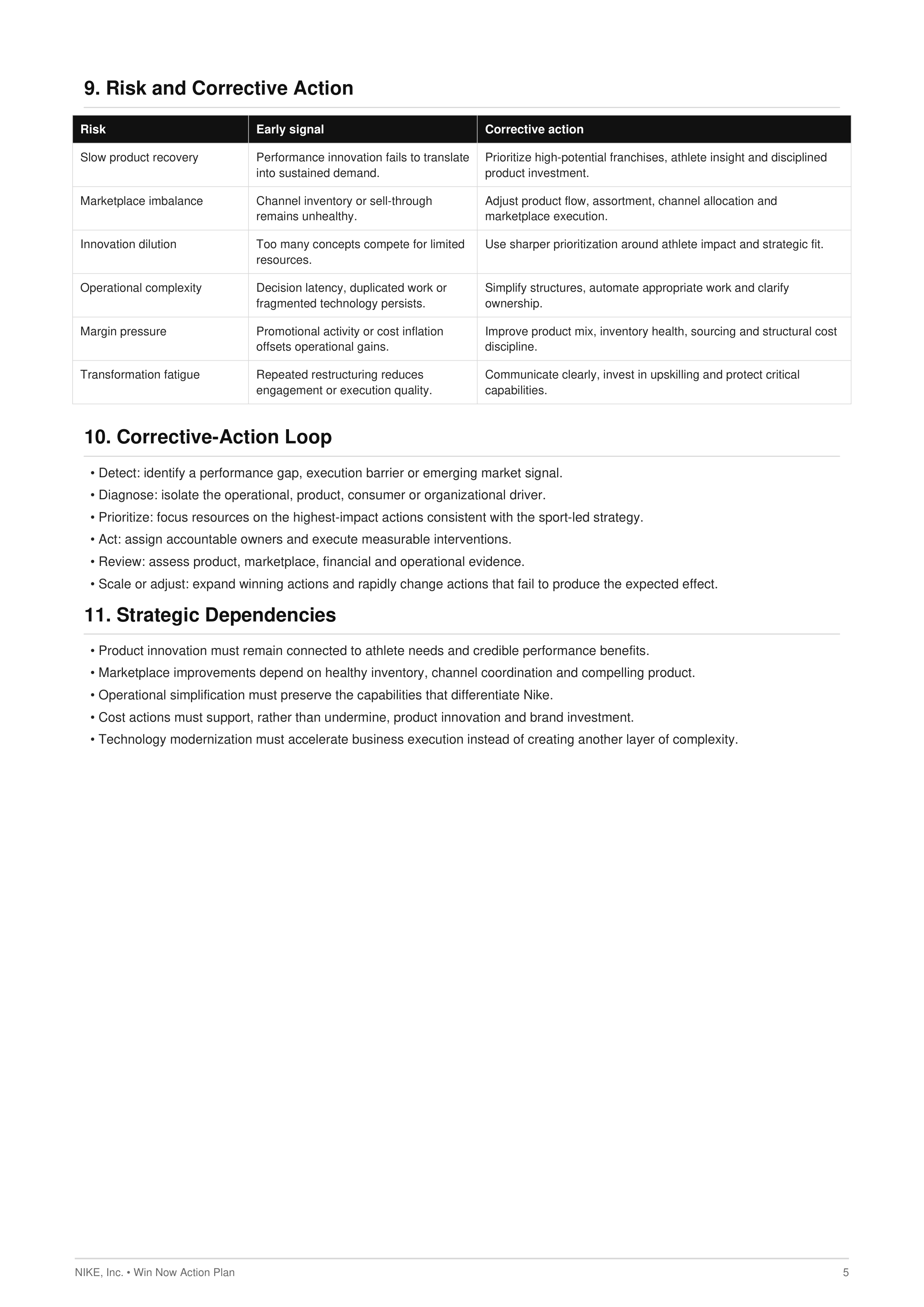 Nike’s Win Now Turnaround Action Plan — page 5