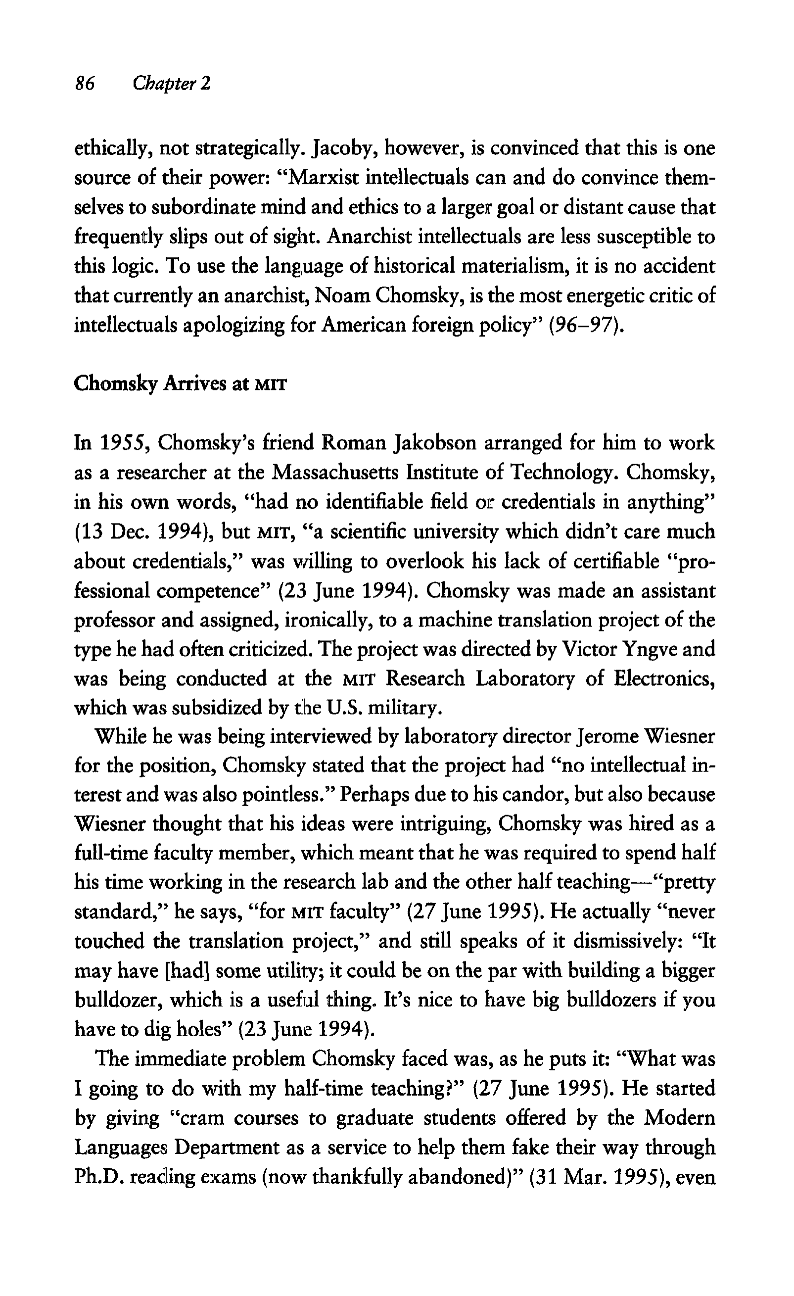 Noam Chomsky A Life of Dissent Biography — page 100