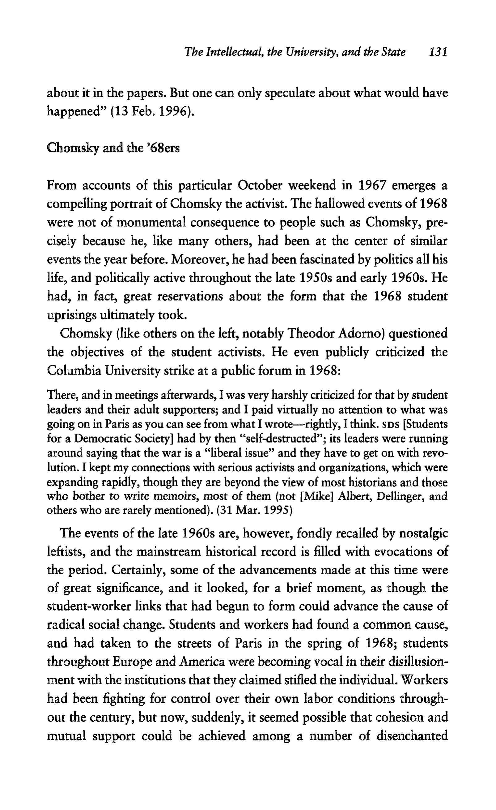 Noam Chomsky A Life of Dissent Biography — page 145