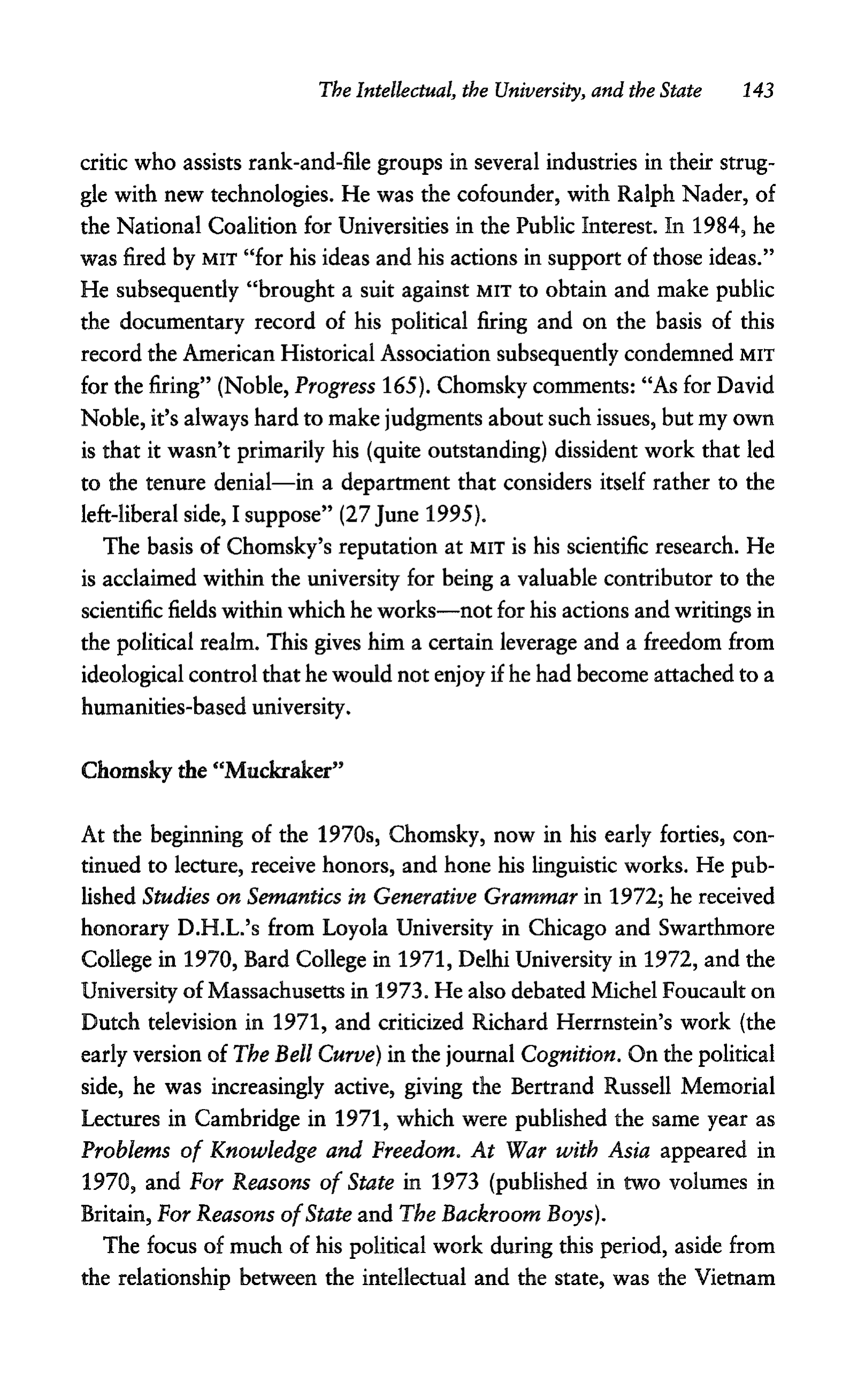Noam Chomsky A Life of Dissent Biography — page 157