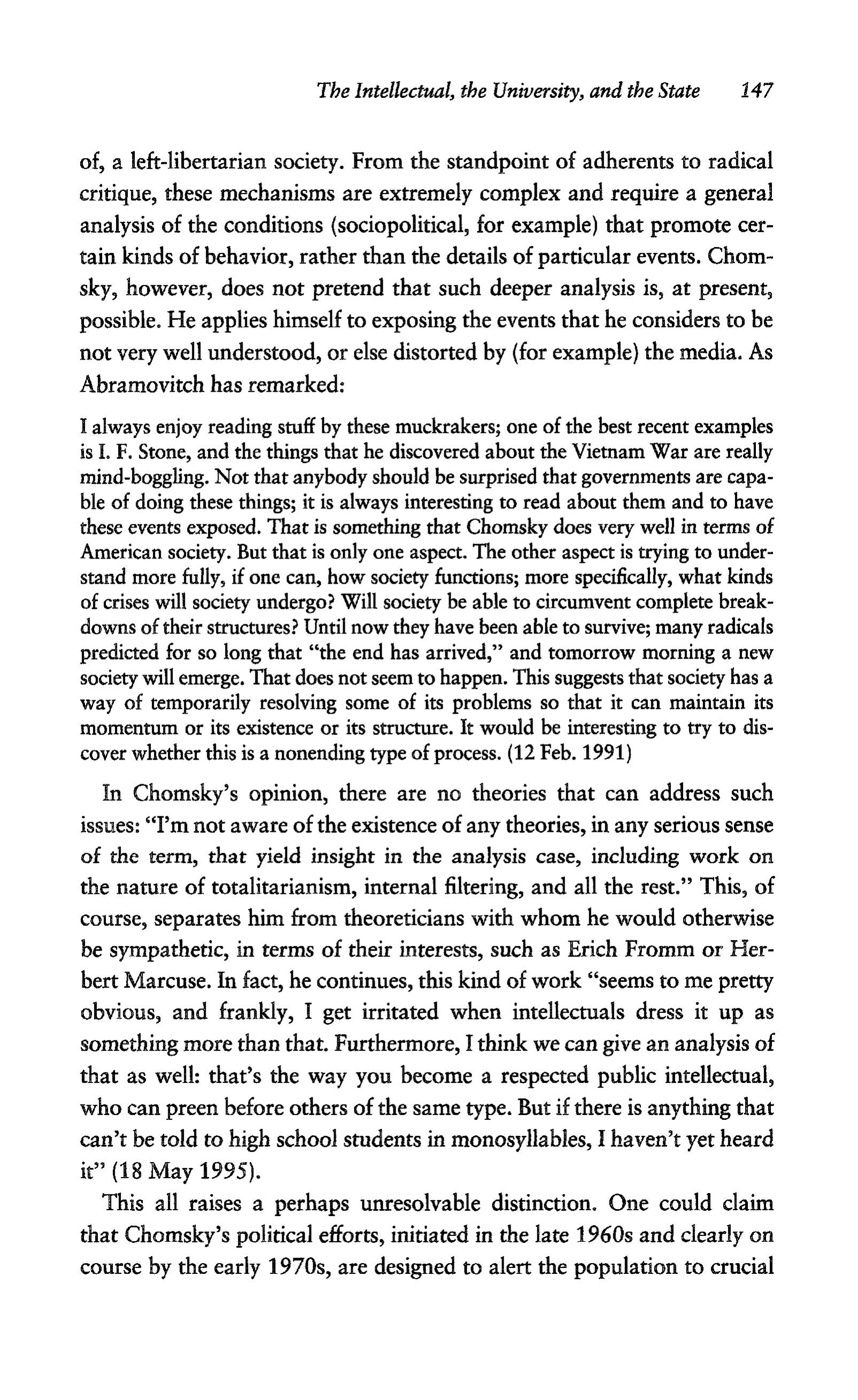 Noam Chomsky A Life of Dissent Biography — page 161