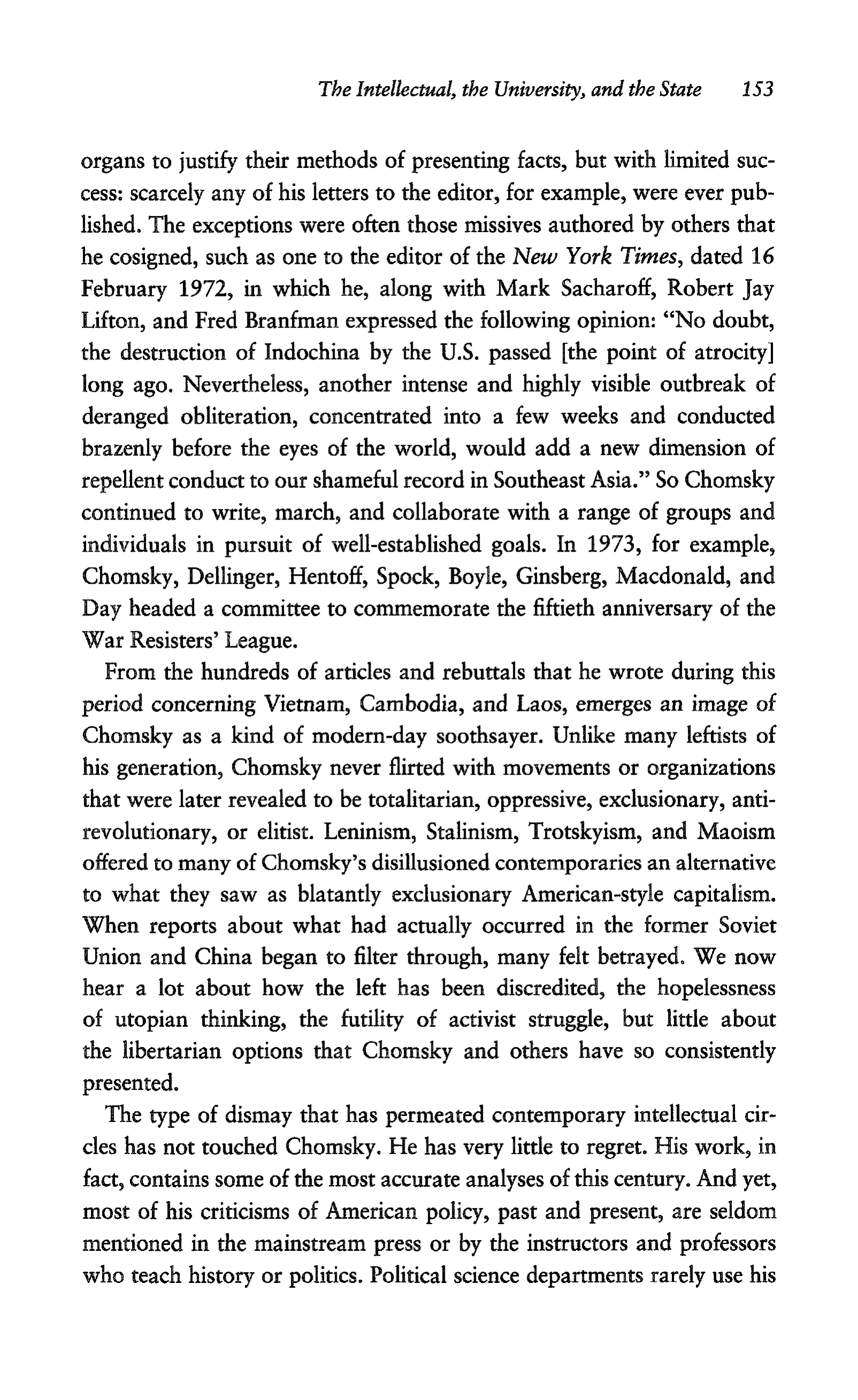 Noam Chomsky A Life of Dissent Biography — page 167