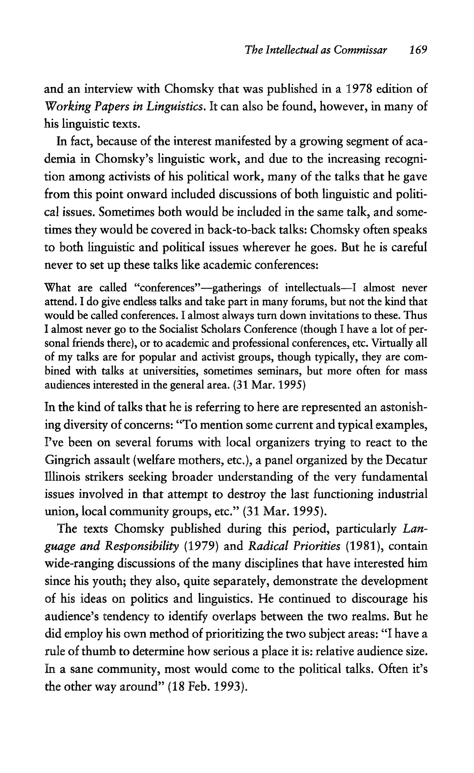 Noam Chomsky A Life of Dissent Biography — page 183