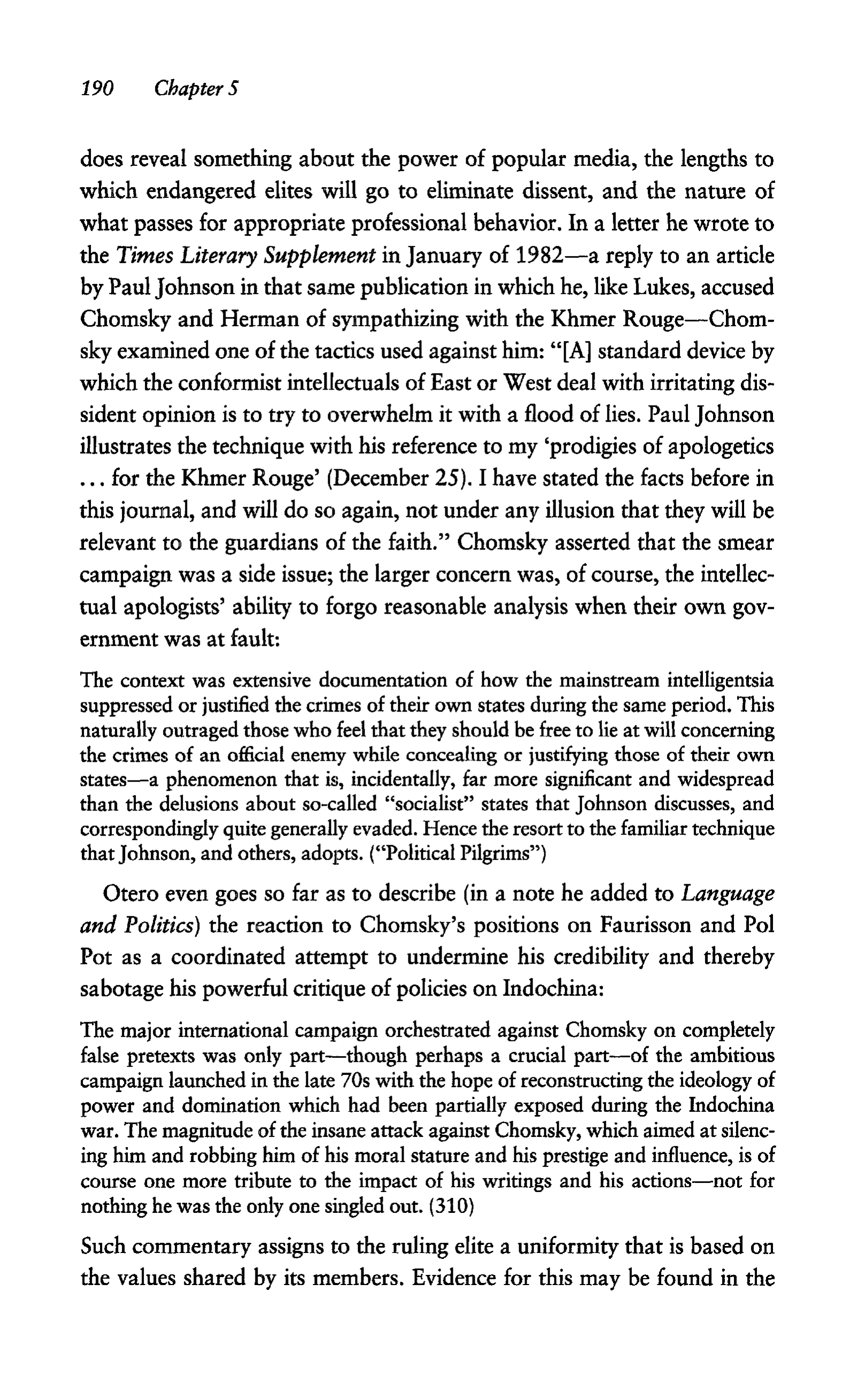 Noam Chomsky A Life of Dissent Biography — page 204