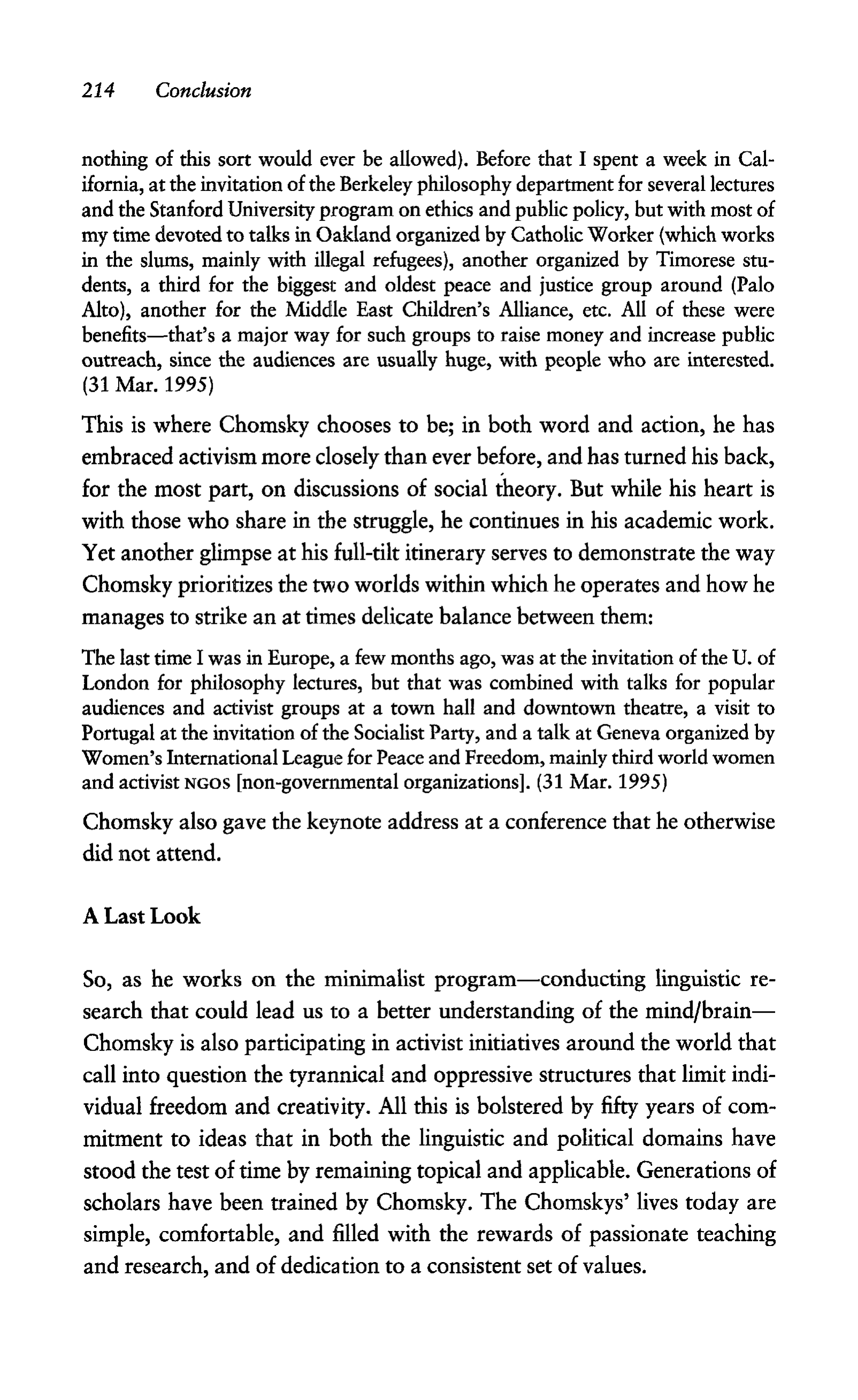 Noam Chomsky A Life of Dissent Biography — page 228