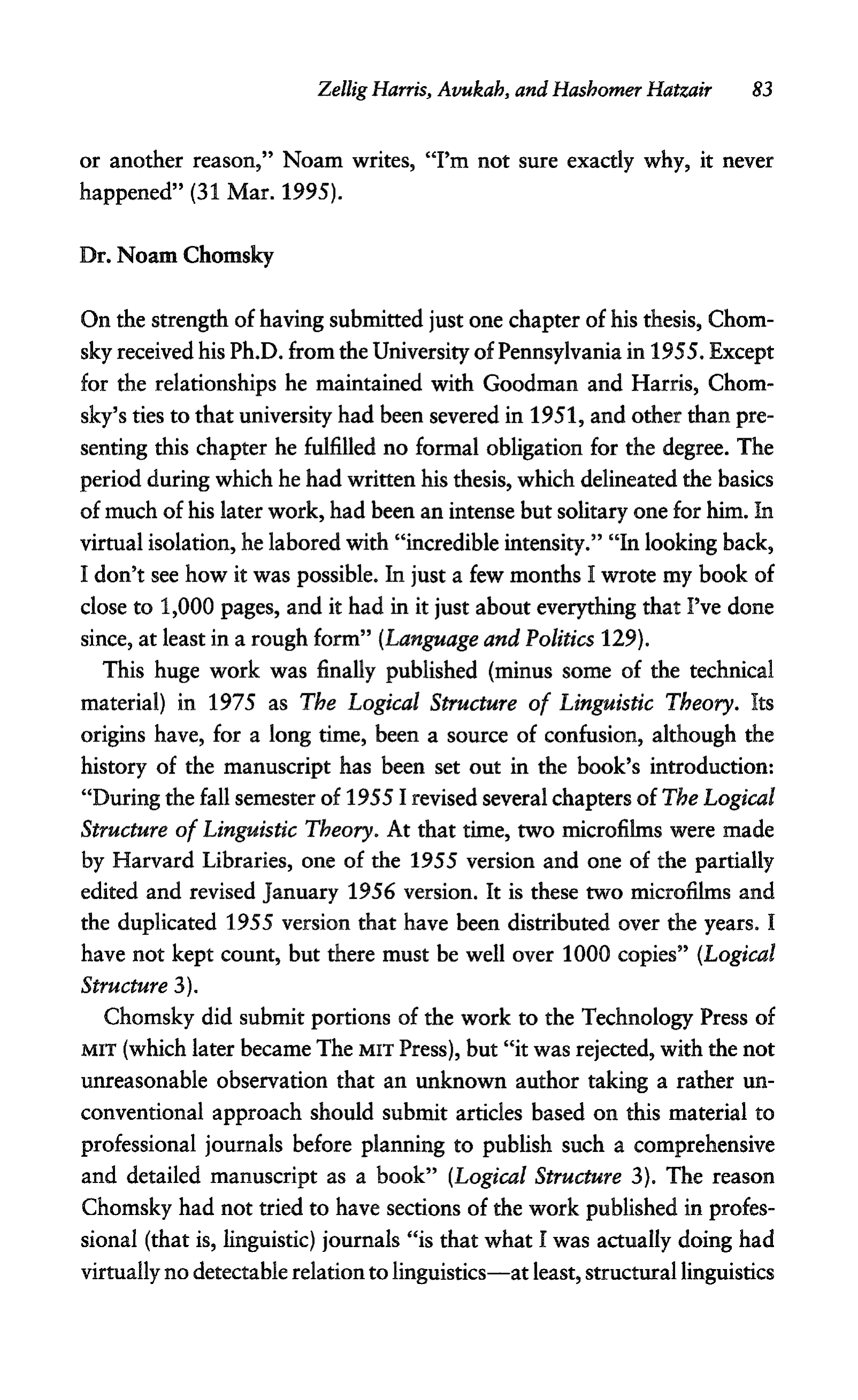 Noam Chomsky A Life of Dissent Biography — page 97