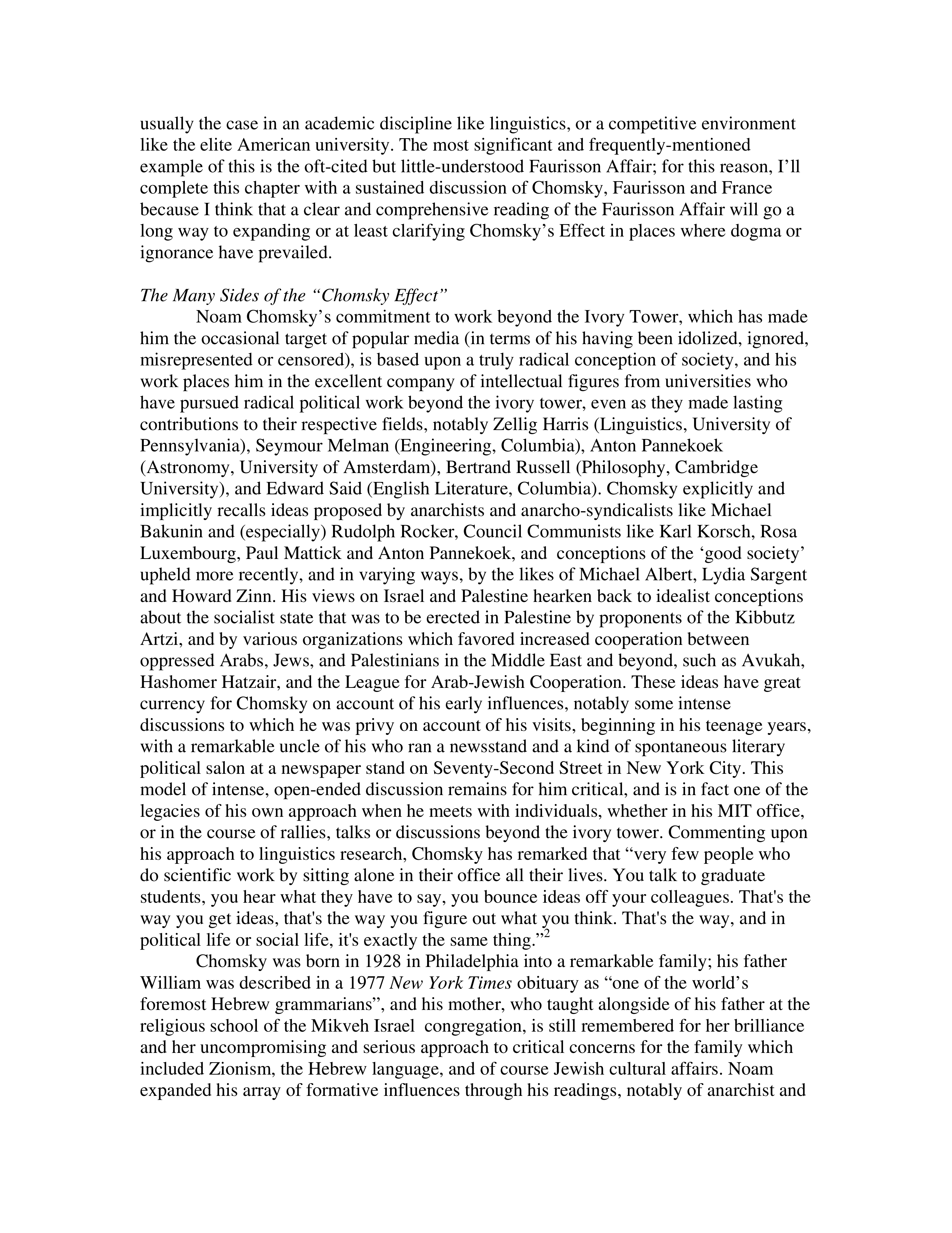 Noam Chomsky The Chomsky Effect Biography — page 2
