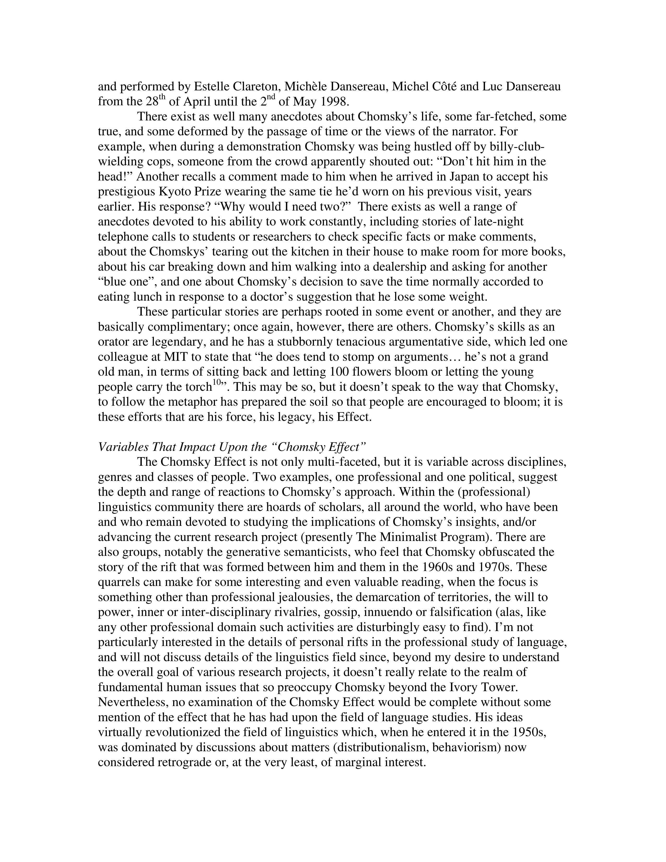 Noam Chomsky The Chomsky Effect Biography — page 9