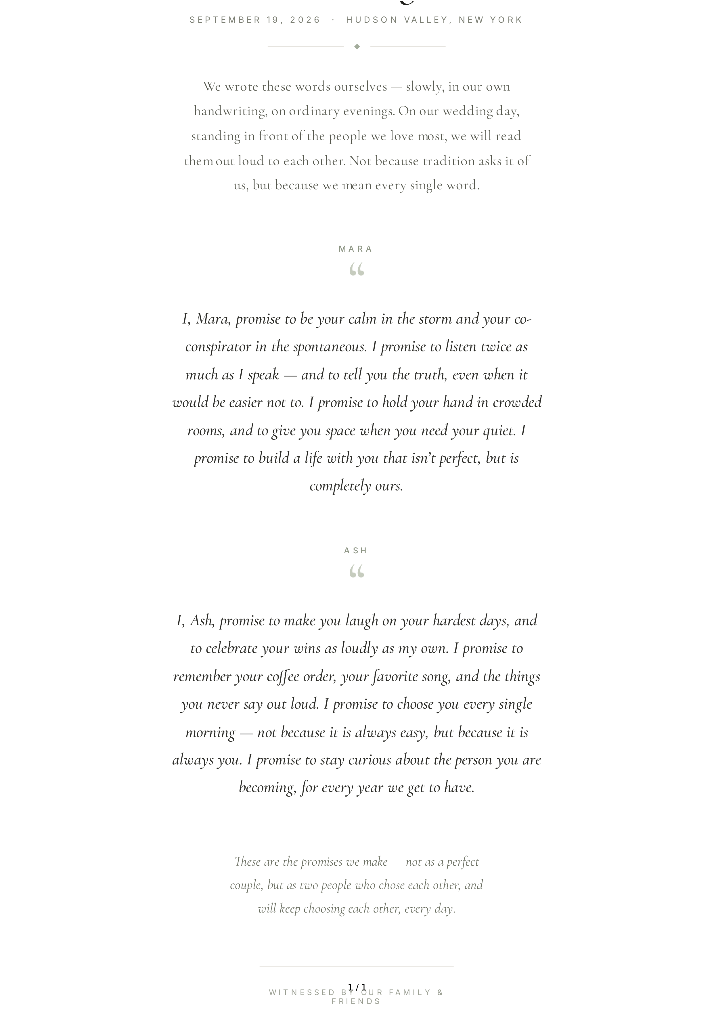 Non-Traditional Wedding Vows — page 1