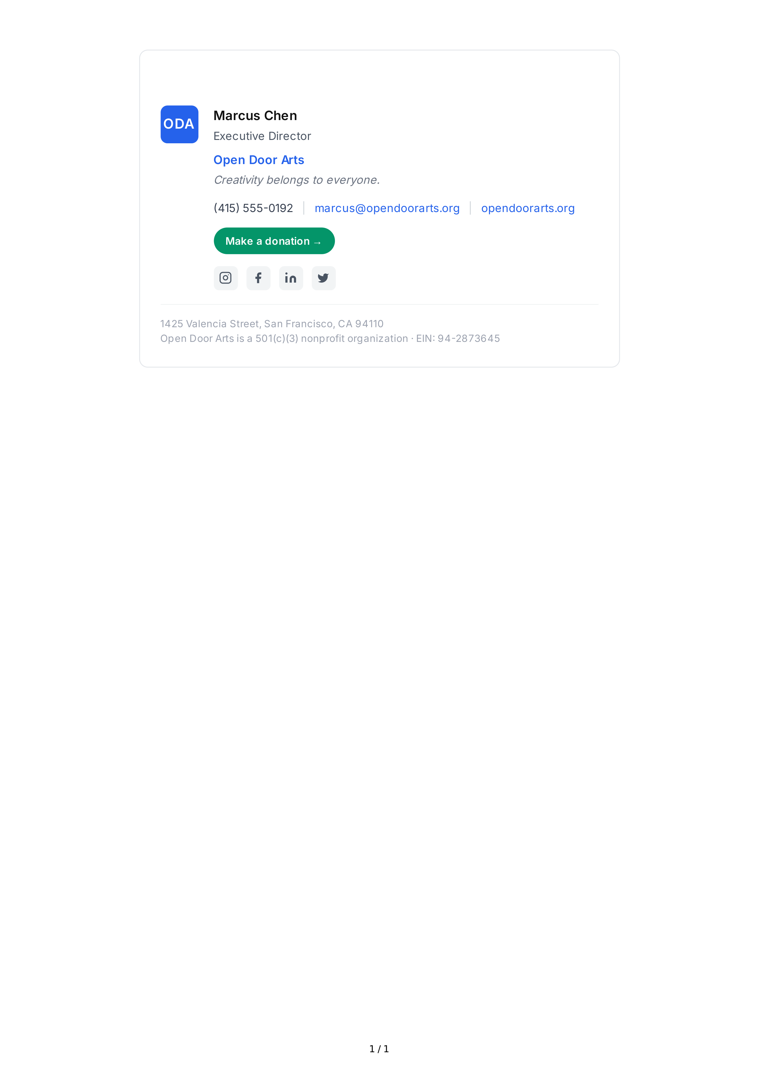 Nonprofit Organization Email Signature — page 1