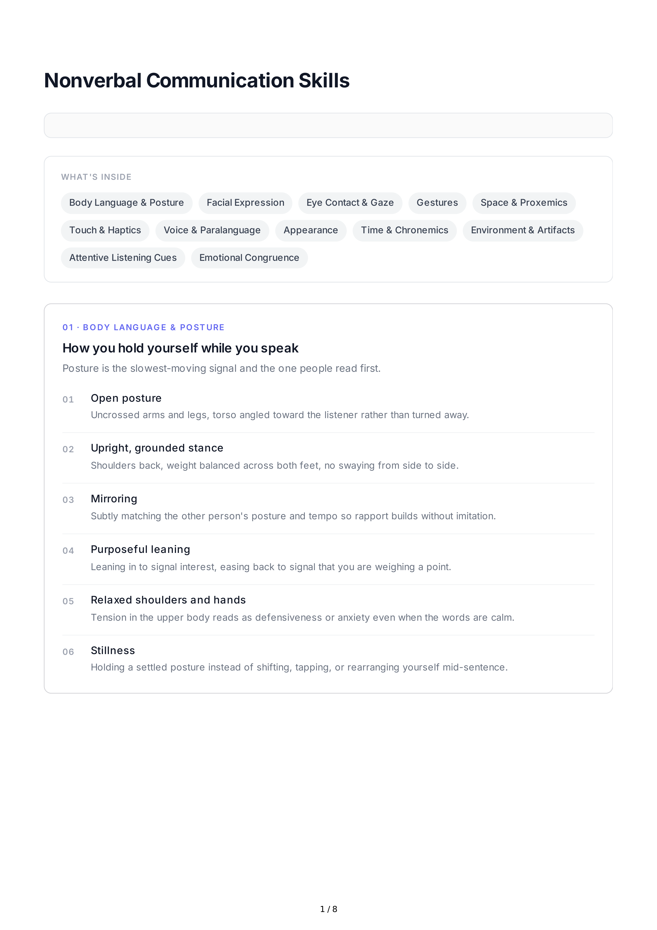 Nonverbal Communication Interpersonal Skills — page 1