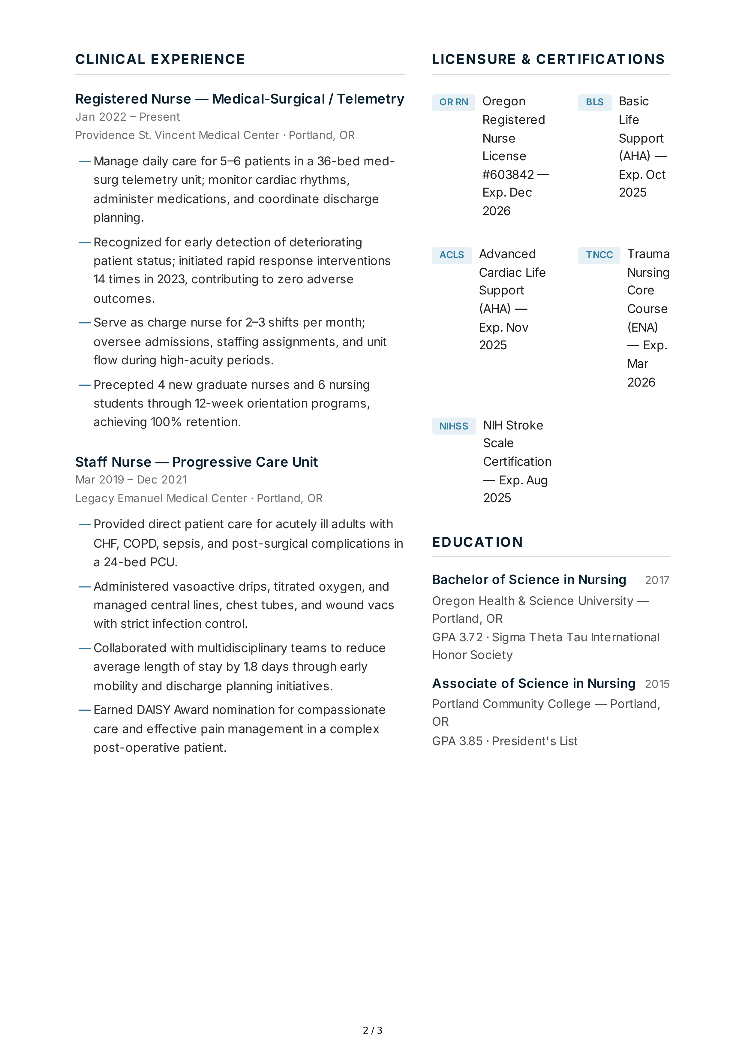 Nurse CV — page 2