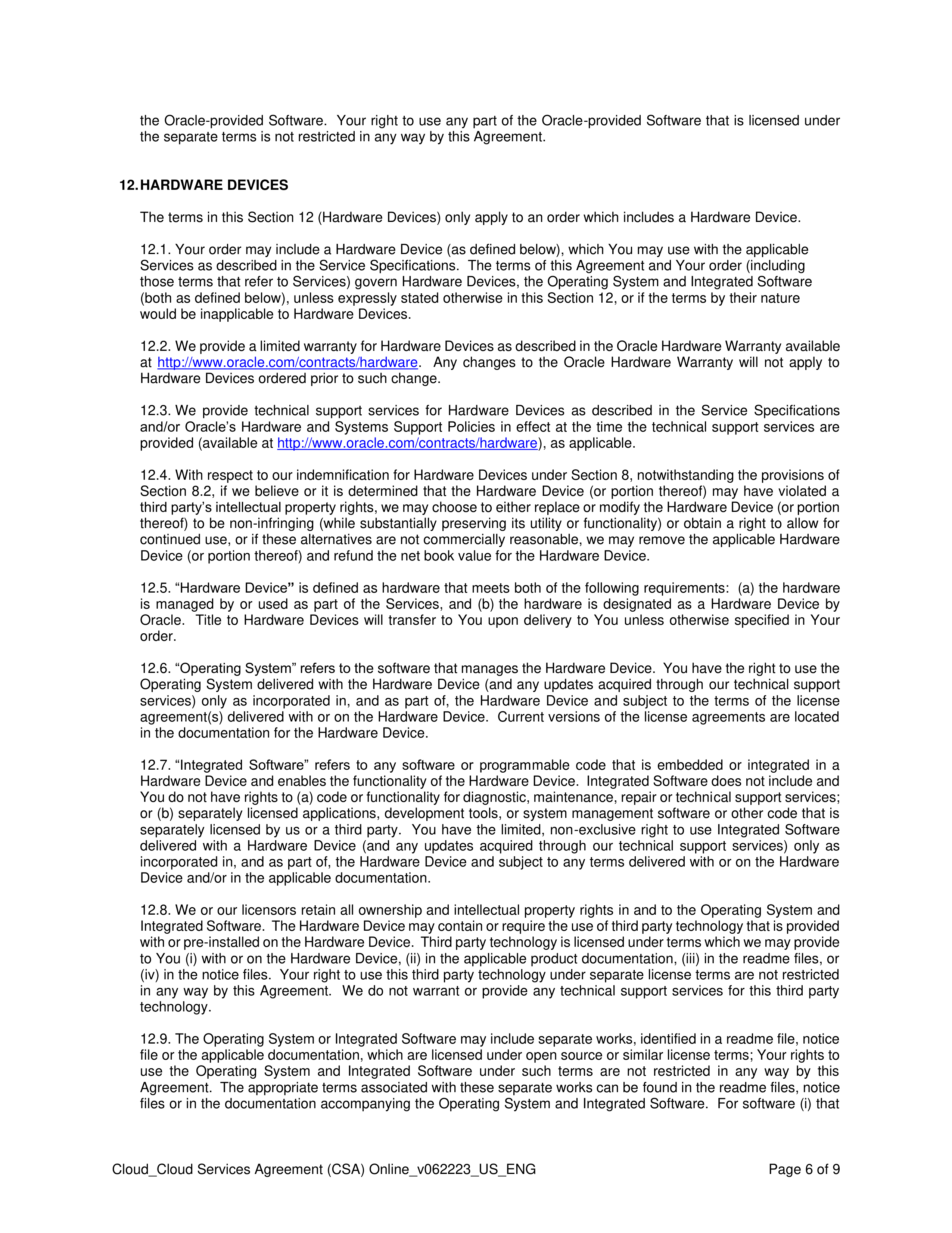 ORACLE CLOUD SERVICES AGREEMENT — page 6