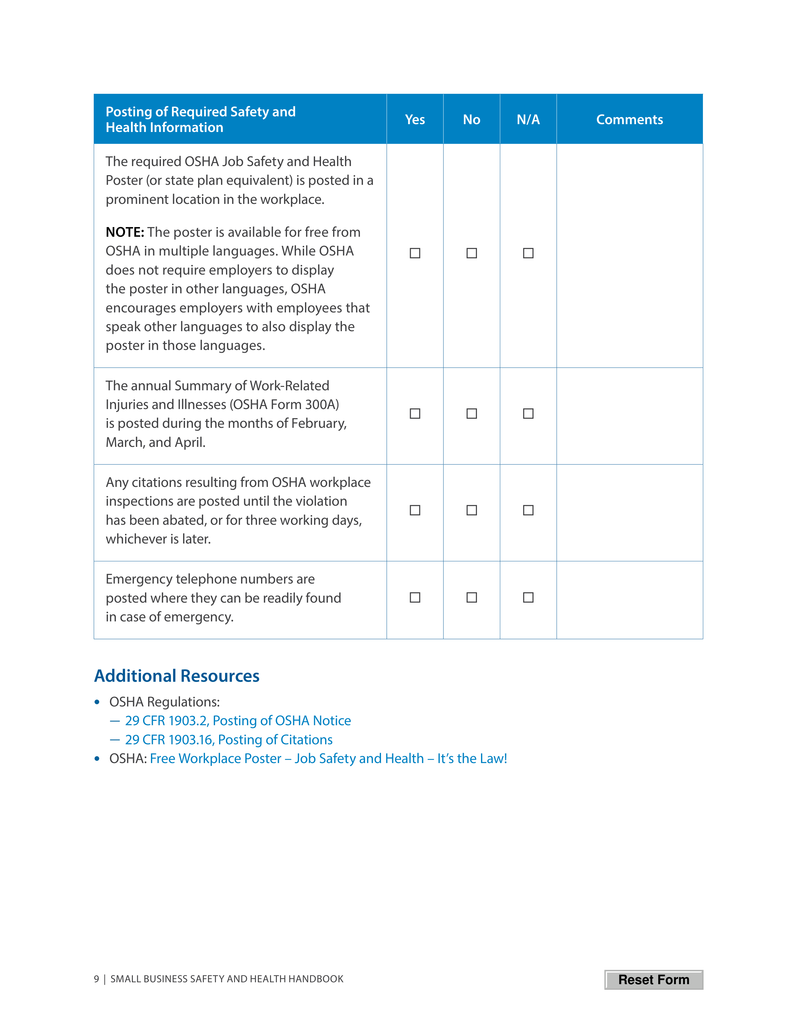 OSHA Small Business Safety and Health Handbook — page 13