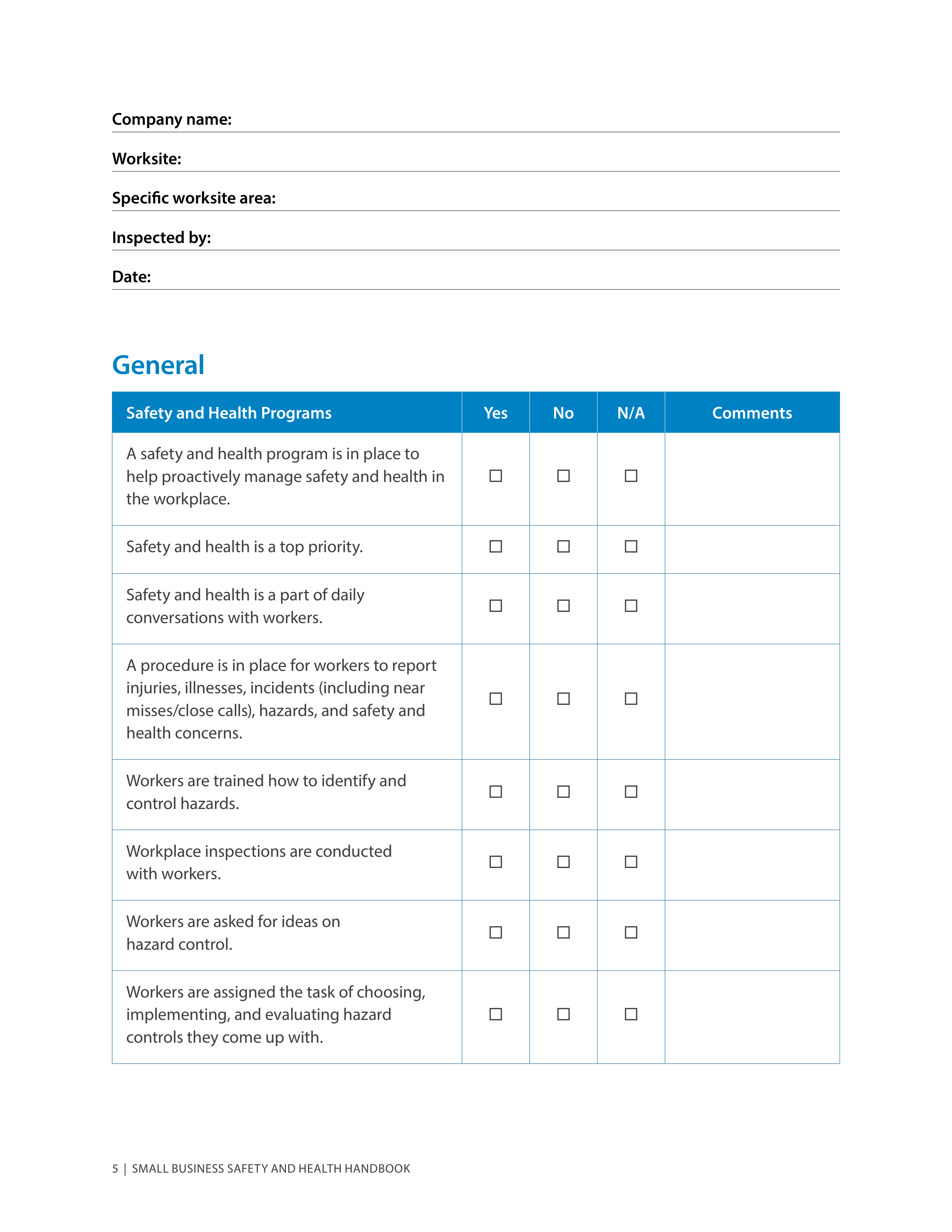 OSHA Small Business Safety and Health Handbook — page 9