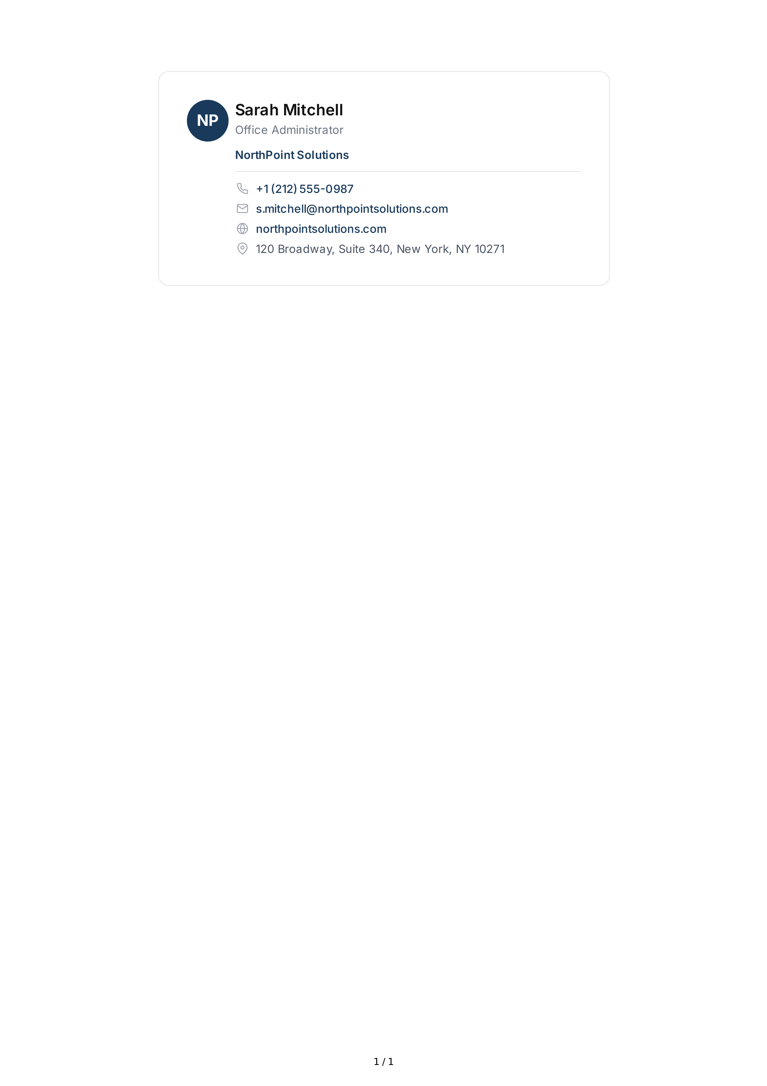 Office Administrator Email Signature — page 1