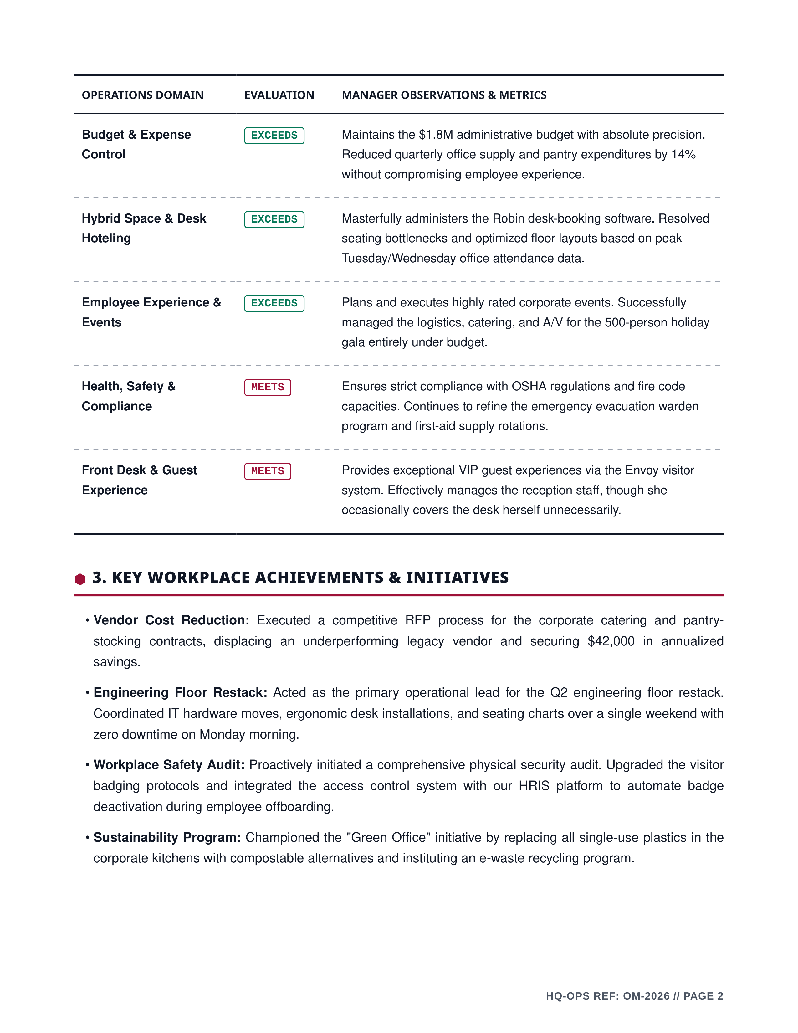 Office Manager Performance Review — page 2